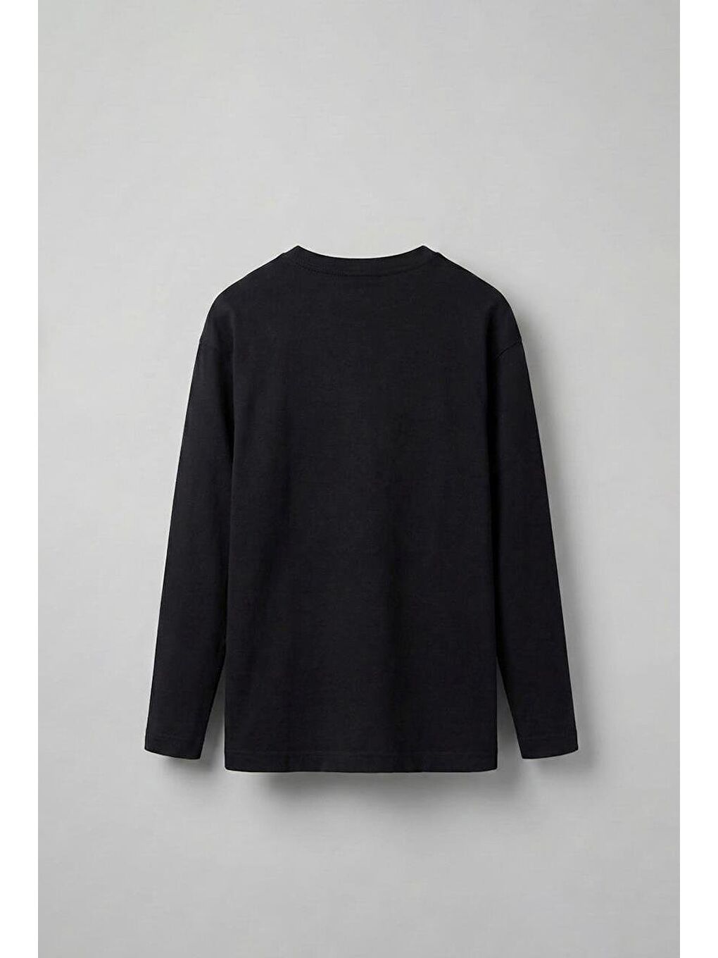 Erkek Oversize Basic Uzun Kollu Sweatshirt Siyah-1