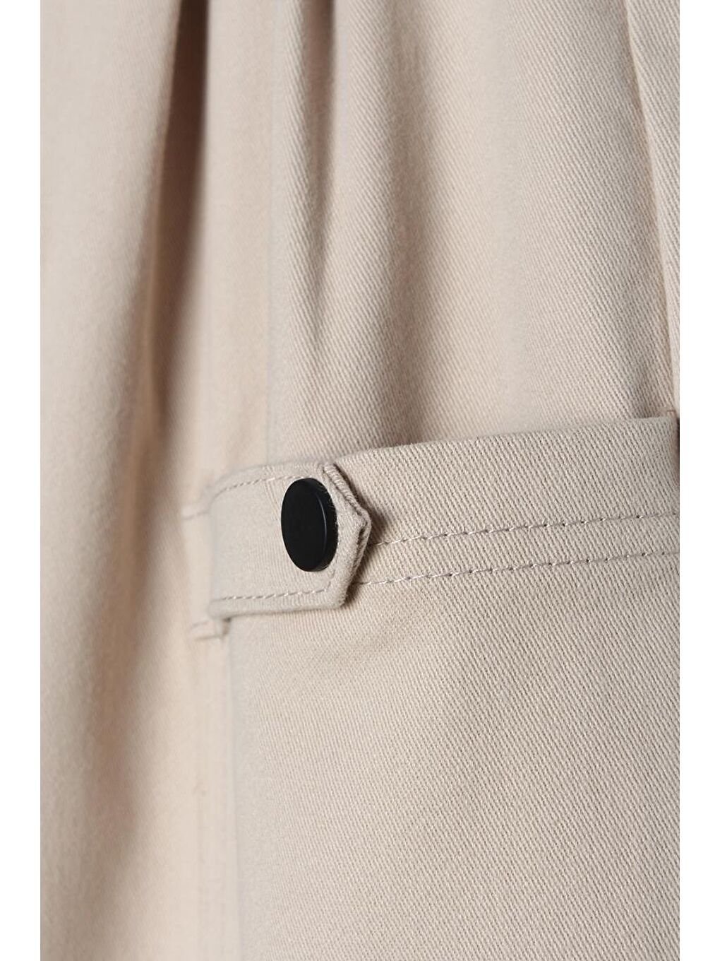 Açık Bej-Pamuklu Apolet Detaylı Çıtçıtlı Kargo Pantolon-4