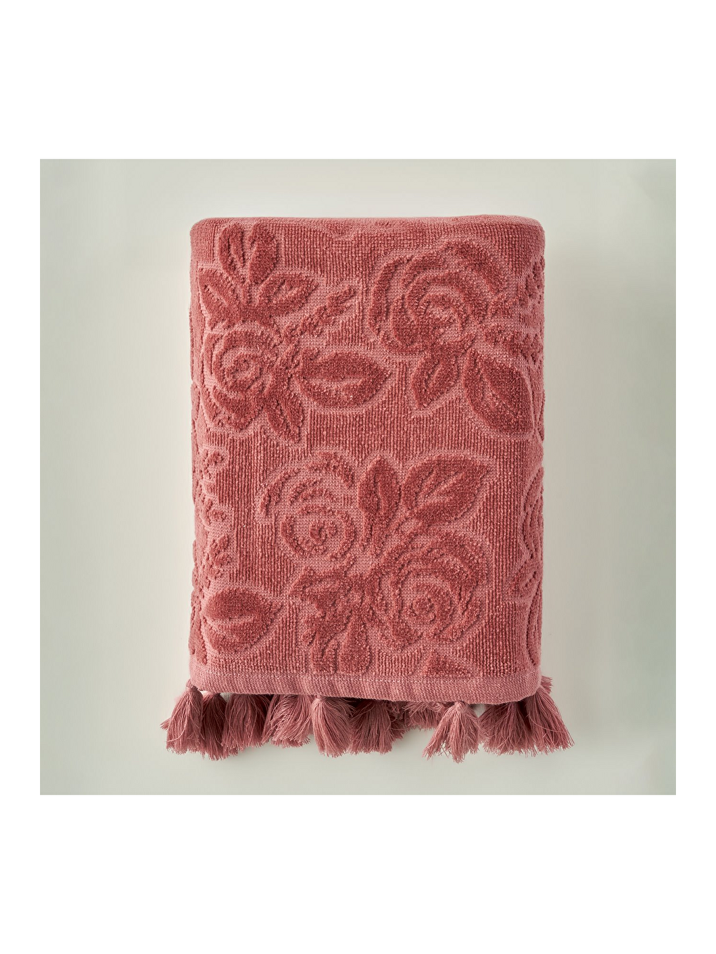 %100 Pamuk Rose Jakarlı Yüz Havlusu Mürdüm (50x90 Cm)