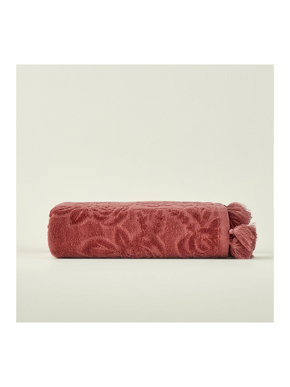 %100 Pamuk Rose Jakarlı Yüz Havlusu Mürdüm (50x90 Cm)-1