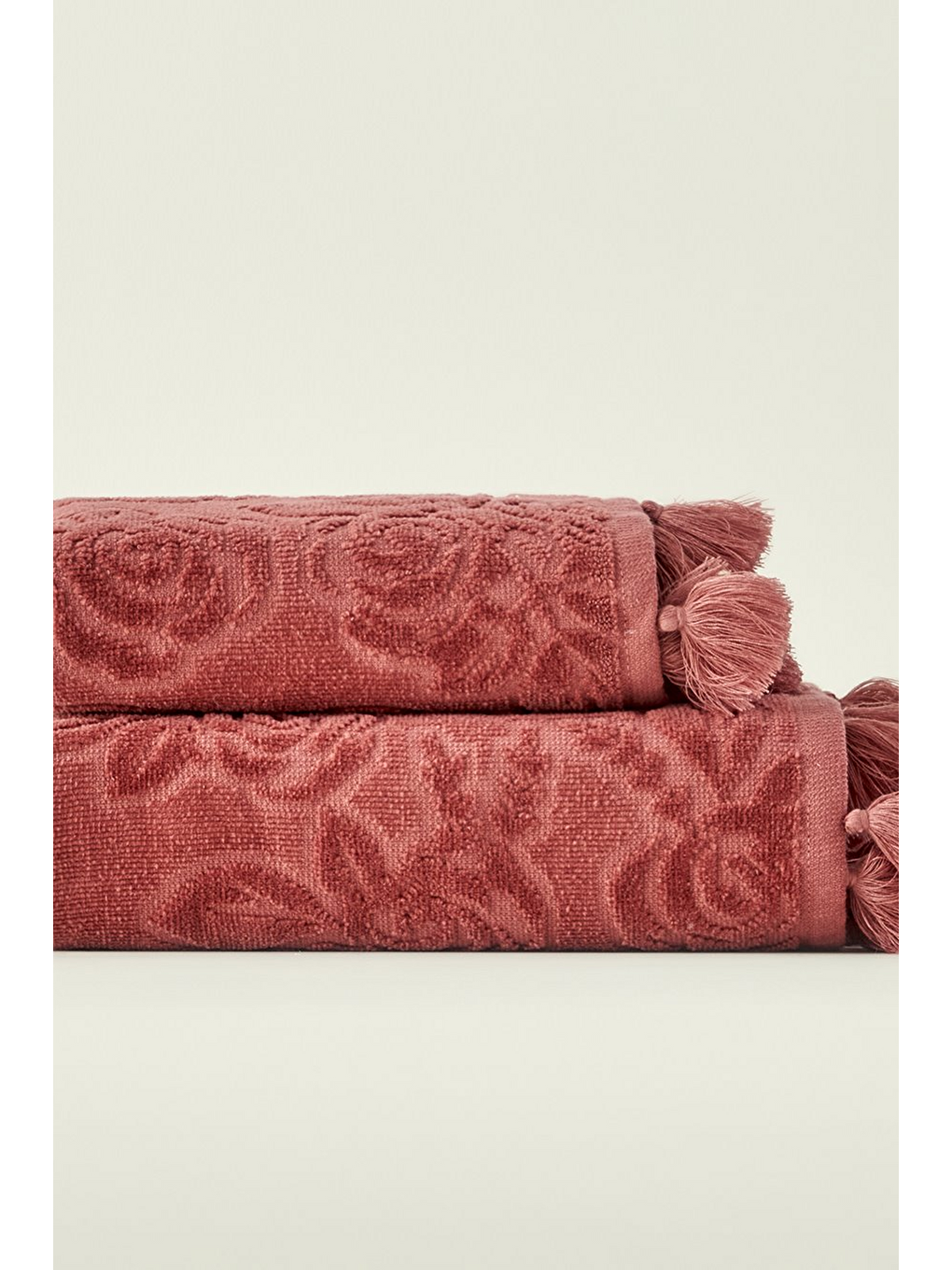 %100 Pamuk Rose Jakarlı Yüz Havlusu Mürdüm (50x90 Cm)-3