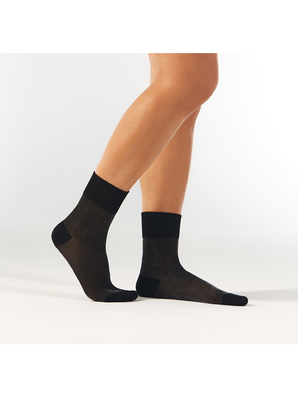 Black Shine Parlak Simli Siyah Dikişsiz Kadın Soket Çorap 36-41-2