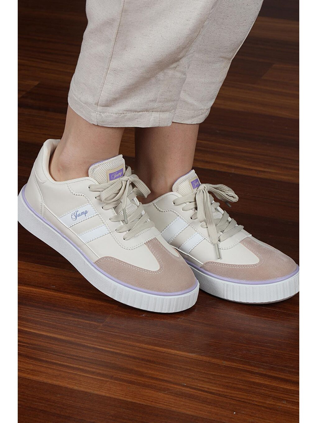 28146 Beyaz - Pembe Kadın Sneaker Günlük Spor Ayakkabı-1