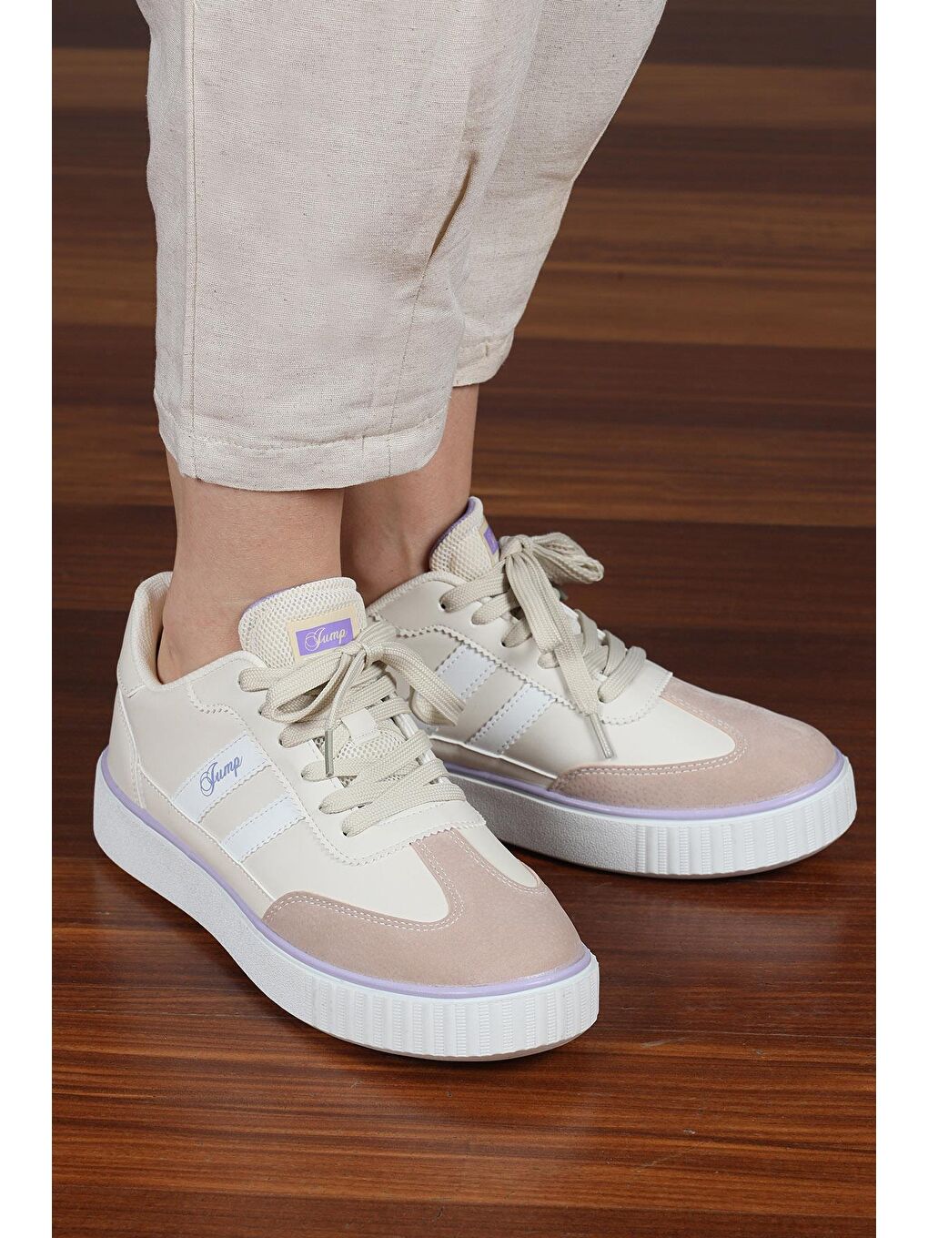 28146 Beyaz - Pembe Kadın Sneaker Günlük Spor Ayakkabı-2