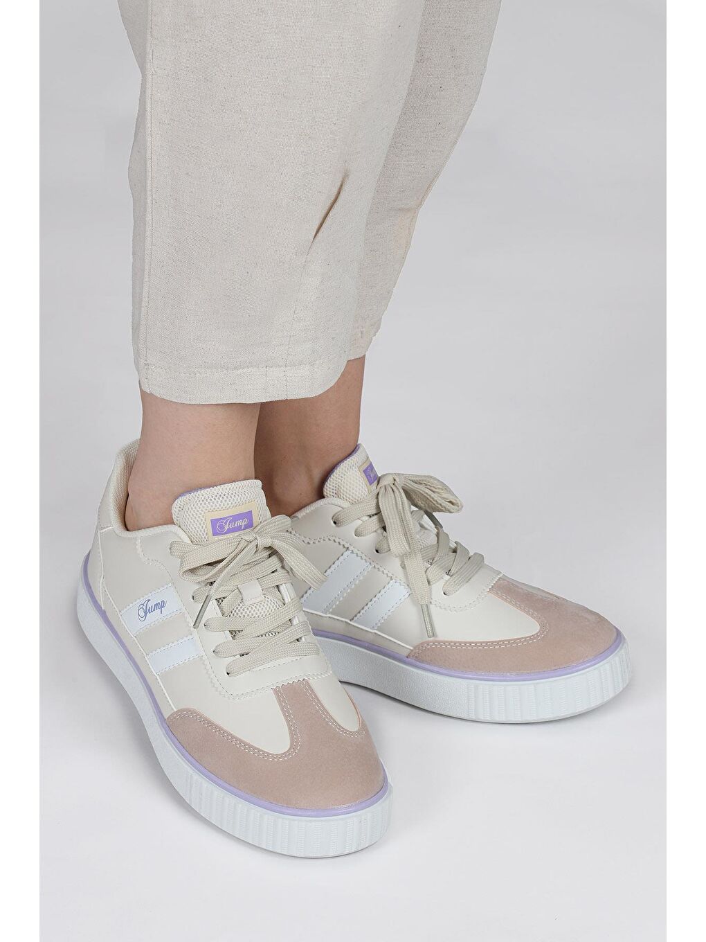 28146 Beyaz - Pembe Kadın Sneaker Günlük Spor Ayakkabı-4