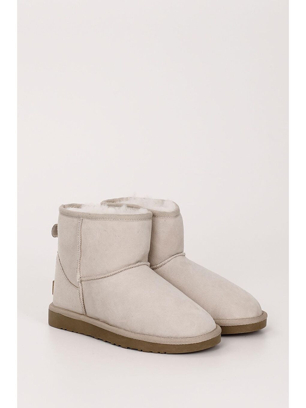 Bej BEJ  Hakiki Post Kısa Kadın Kürklü Bot 34045-1