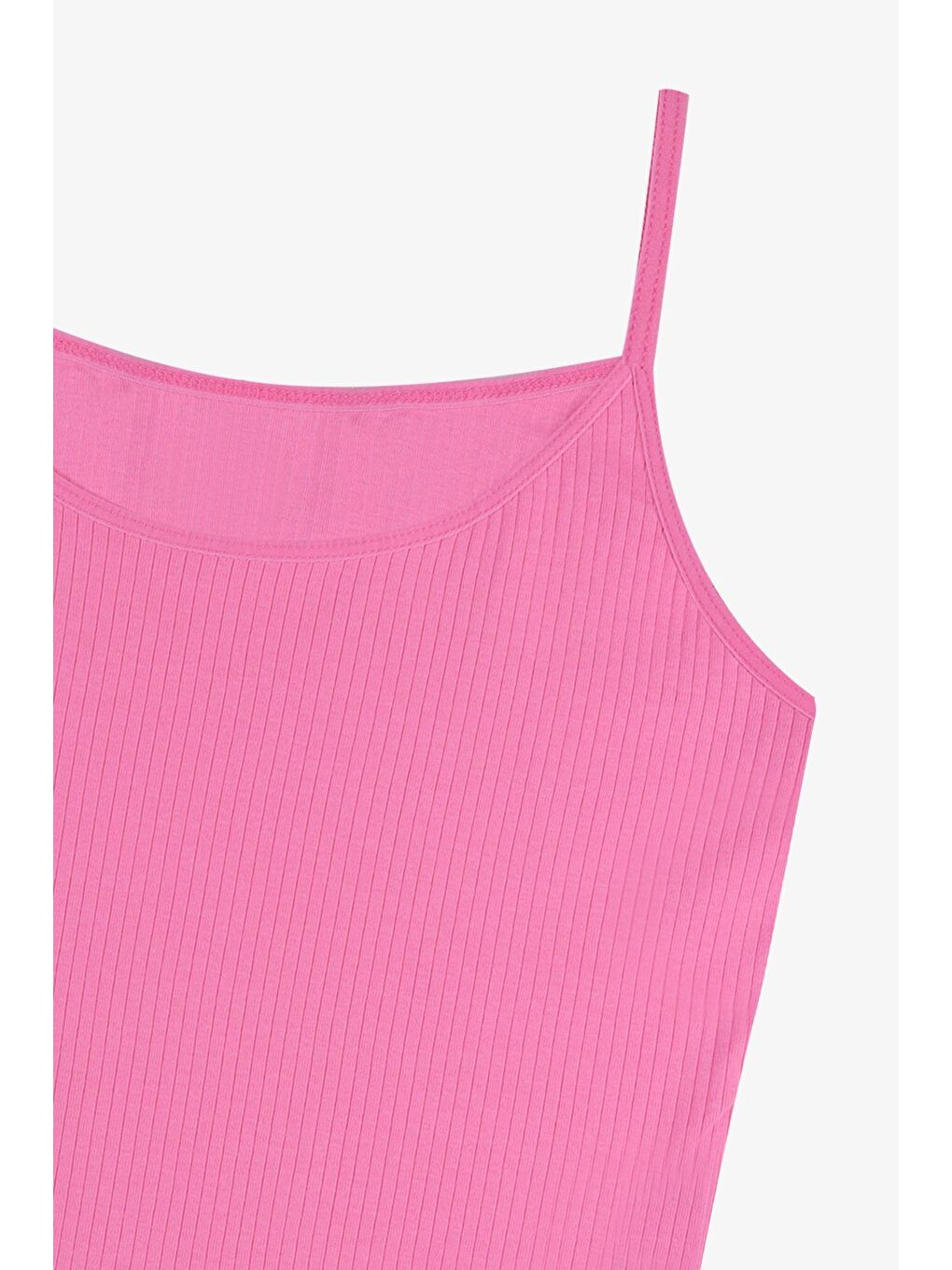 Pembe Kadın Pamuklu Elastanlı Fitilli İp Askılı Atlet-1