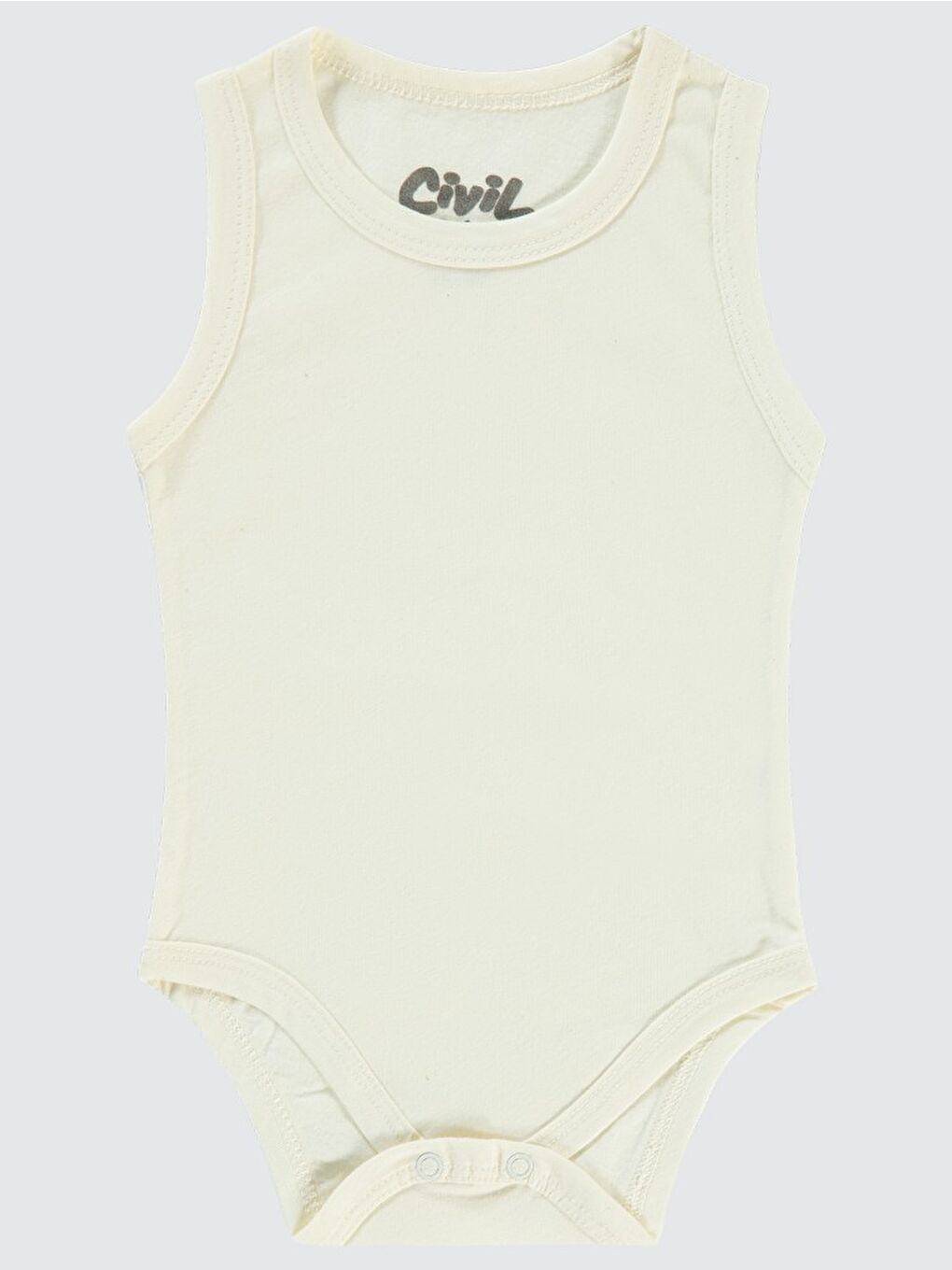 Ekru Baby Basic Düz 1-18 Ay Çıtçıtlı Badi-3
