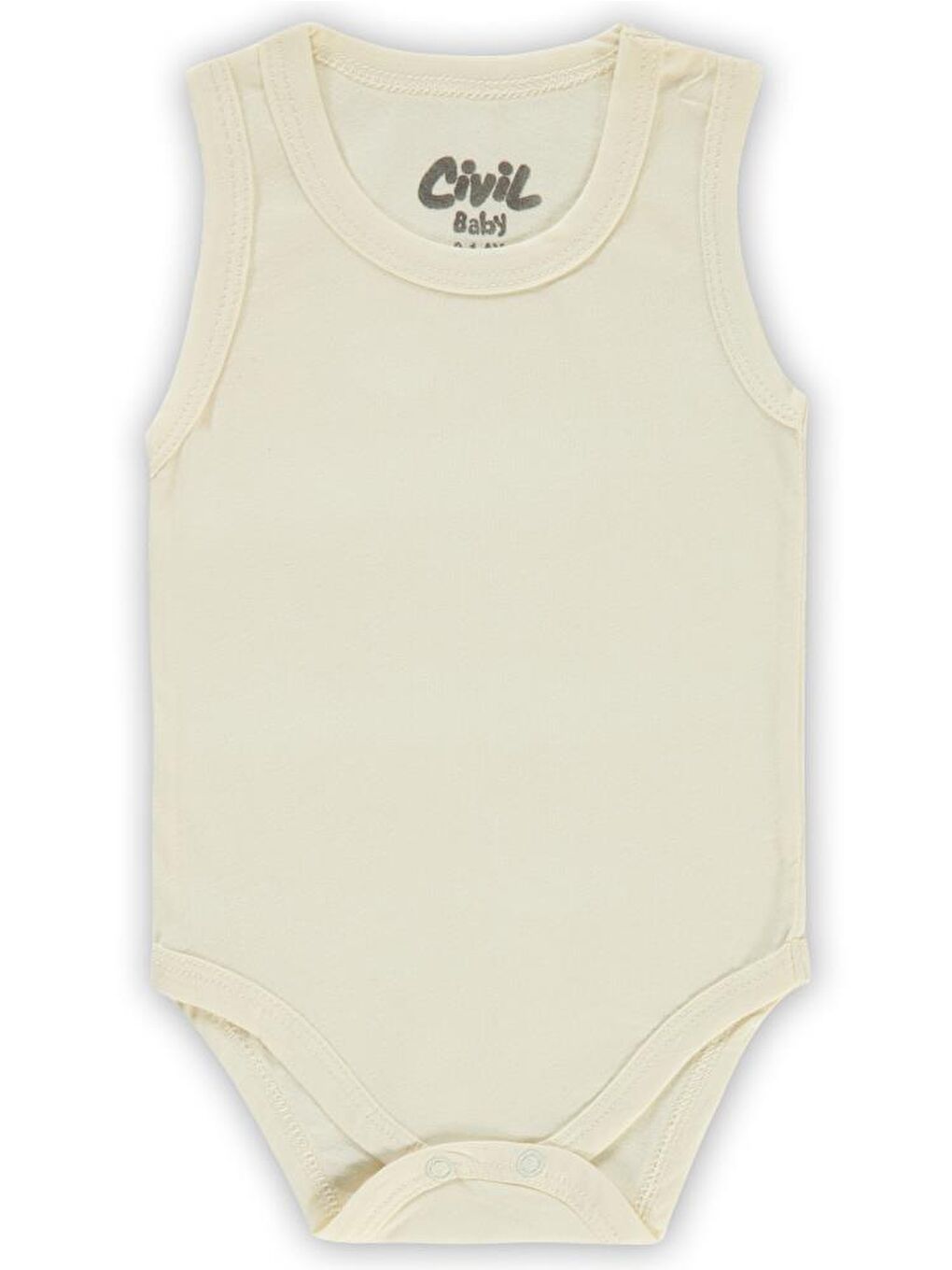 Ekru Baby Basic Düz 1-18 Ay Çıtçıtlı Badi