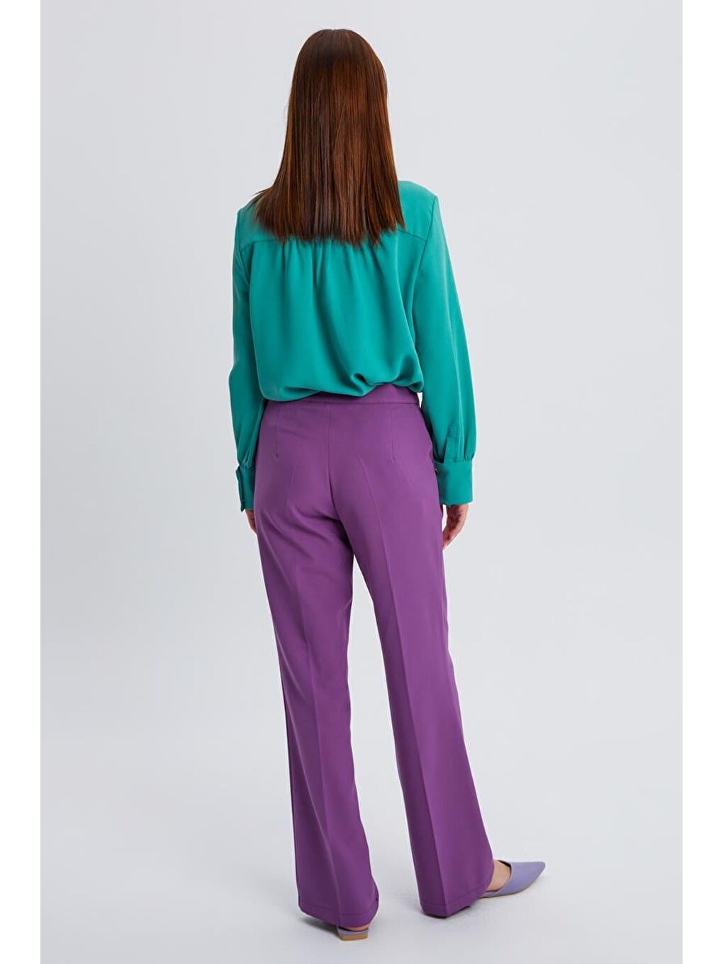 Koyu Mor-Cepli Bol Paça Pantolon-3