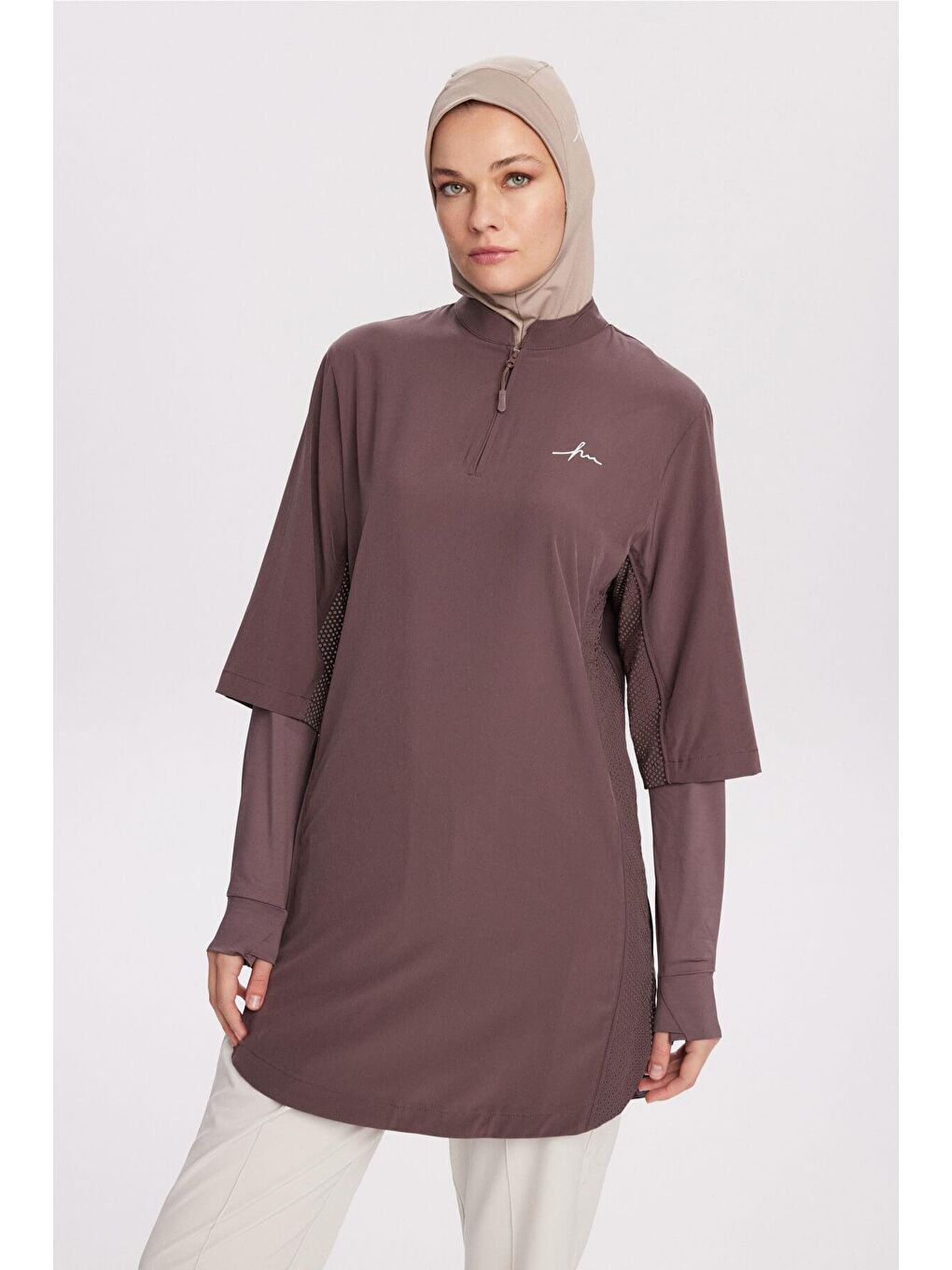 Active H-Per Fit Lazer Kesim Detaylı Mor Tesettür Antrenman Üstü Act-33-1