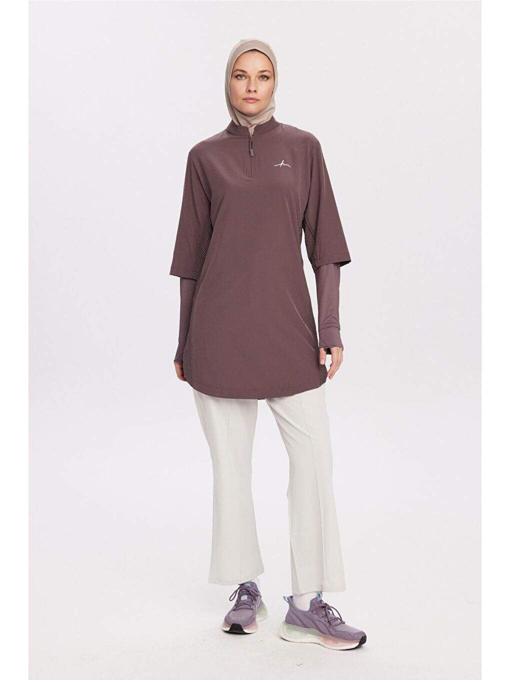 Active H-Per Fit Lazer Kesim Detaylı Mor Tesettür Antrenman Üstü Act-33-2