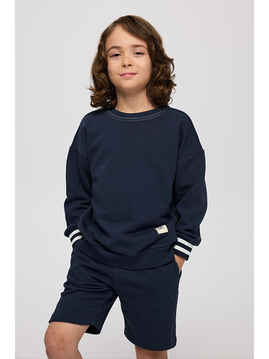 Erkek Çocuk Yumuşak Dokulu Örme Lacivert Sweatshirt-2