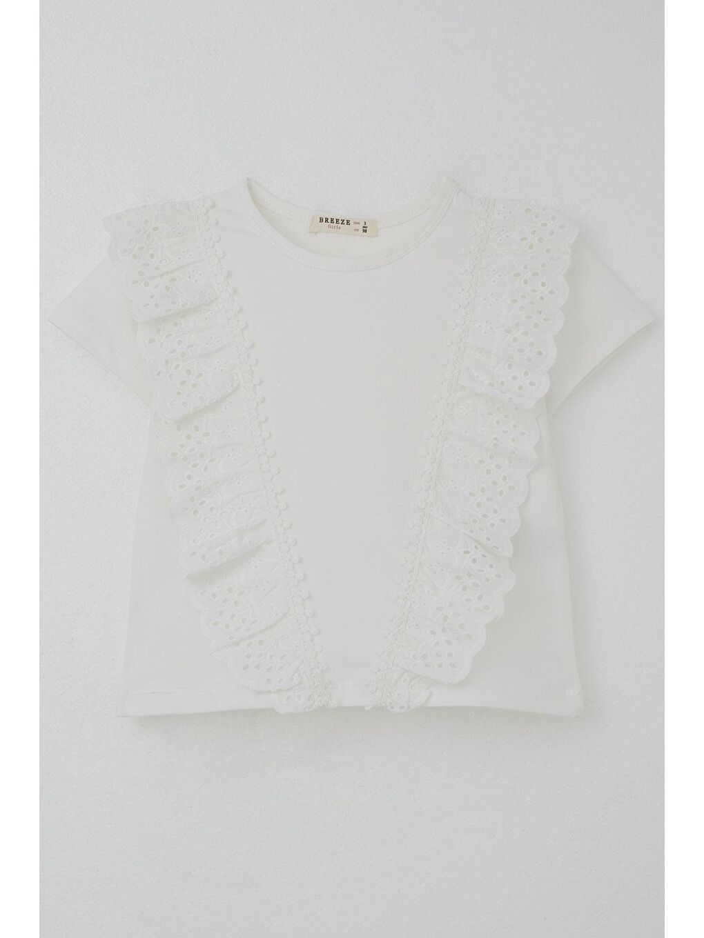 Kız Bebek Tişört Güpürlü Çiçekleri Nakışlı Beyaz (1.5-2 Yaş)-6
