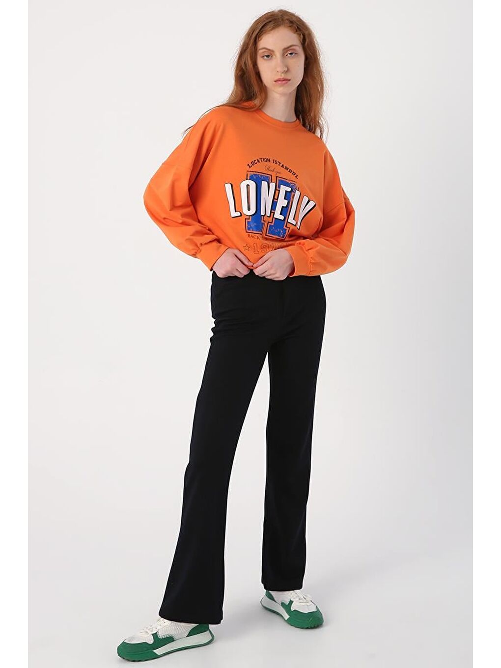 Lacivert-Paçası Yırtmaçlı Pantolon-1