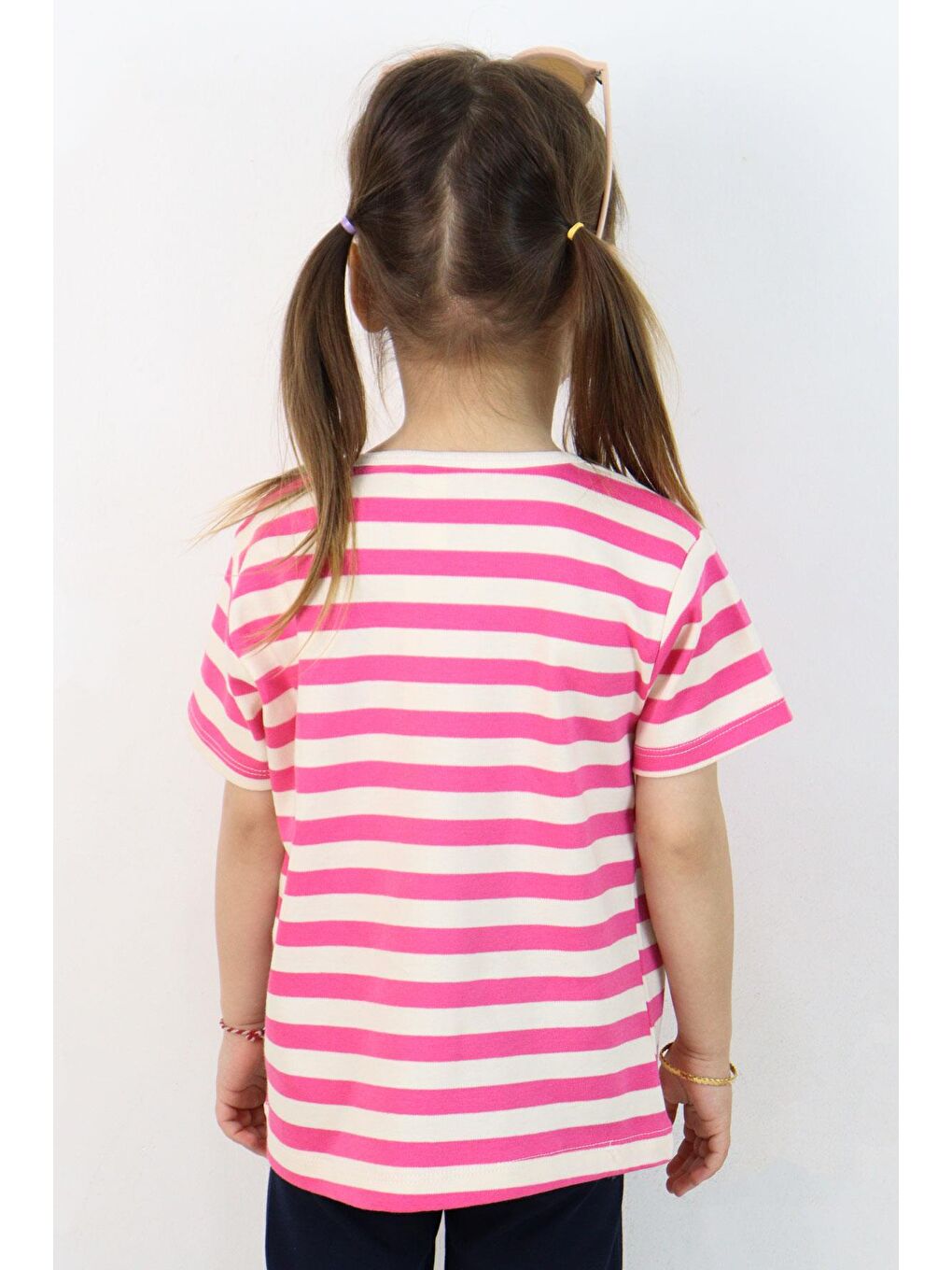 Kız Çocuk Tişört Patlı Çizgili Pembe (1-4 Yaş)-2