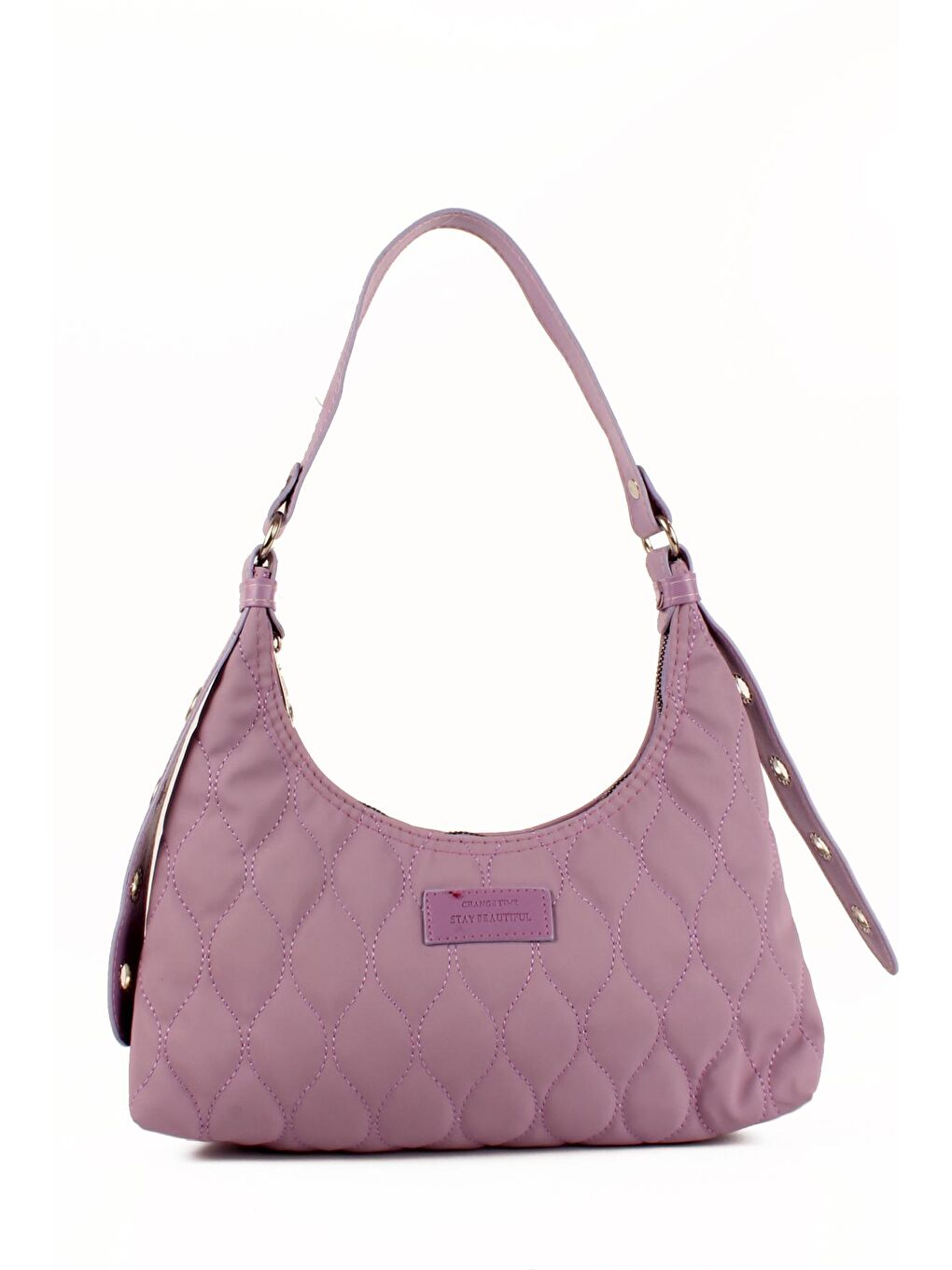 Lila Kadın Paraşüt Kumaş Nakışlı Kemer Detaylı Omuz ve Baget Çanta (10686)-1