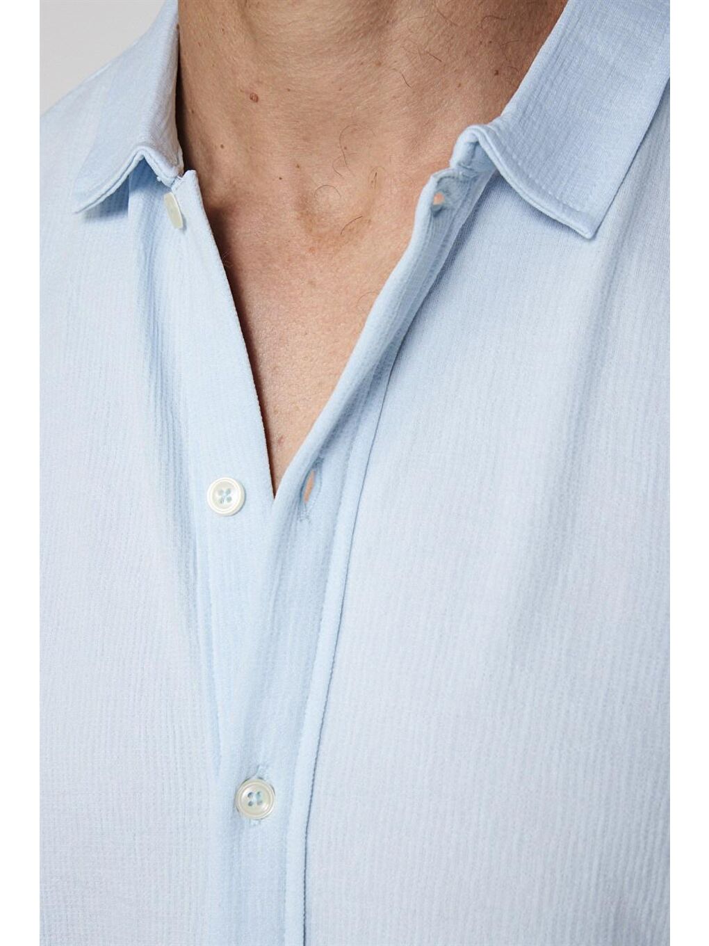 Erkek Slim Fit Kısa Kollu Desenli  Örme Turkuaz Gömlek-3