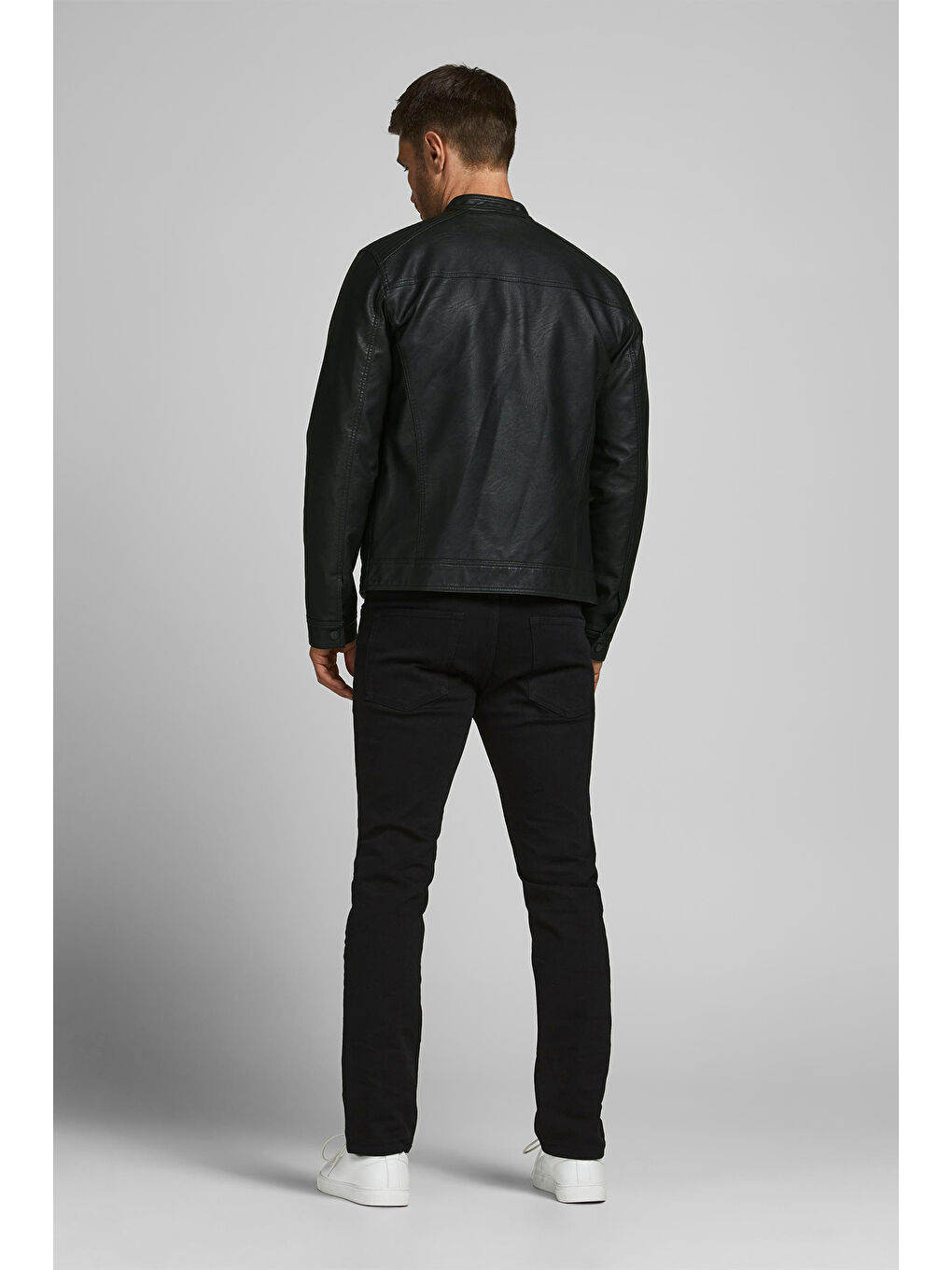 Siyah Jjewarner Regular Fit Fermuarlı Suni Erkek Deri Mont 12182461-3
