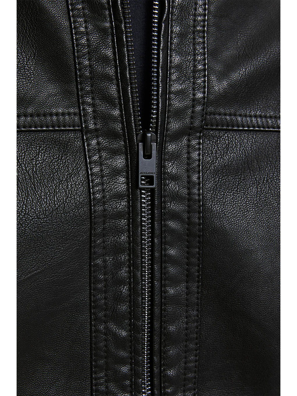 Siyah Jjewarner Regular Fit Fermuarlı Suni Erkek Deri Mont 12182461-5