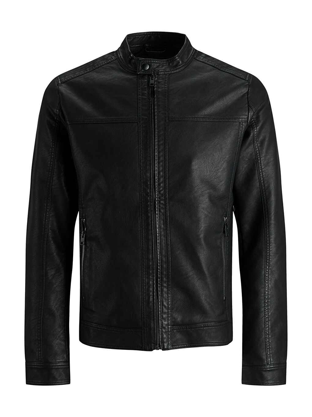 Siyah Jjewarner Regular Fit Fermuarlı Suni Erkek Deri Mont 12182461-6