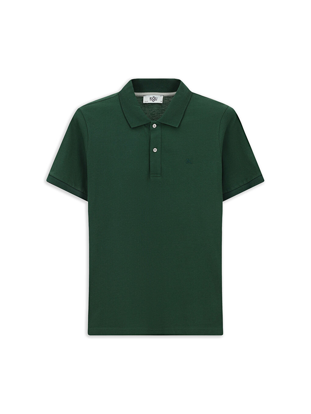Yeşil Polo Yaka Slim Fit Dar Kesim Nakışlı Pamuk Tişört-6