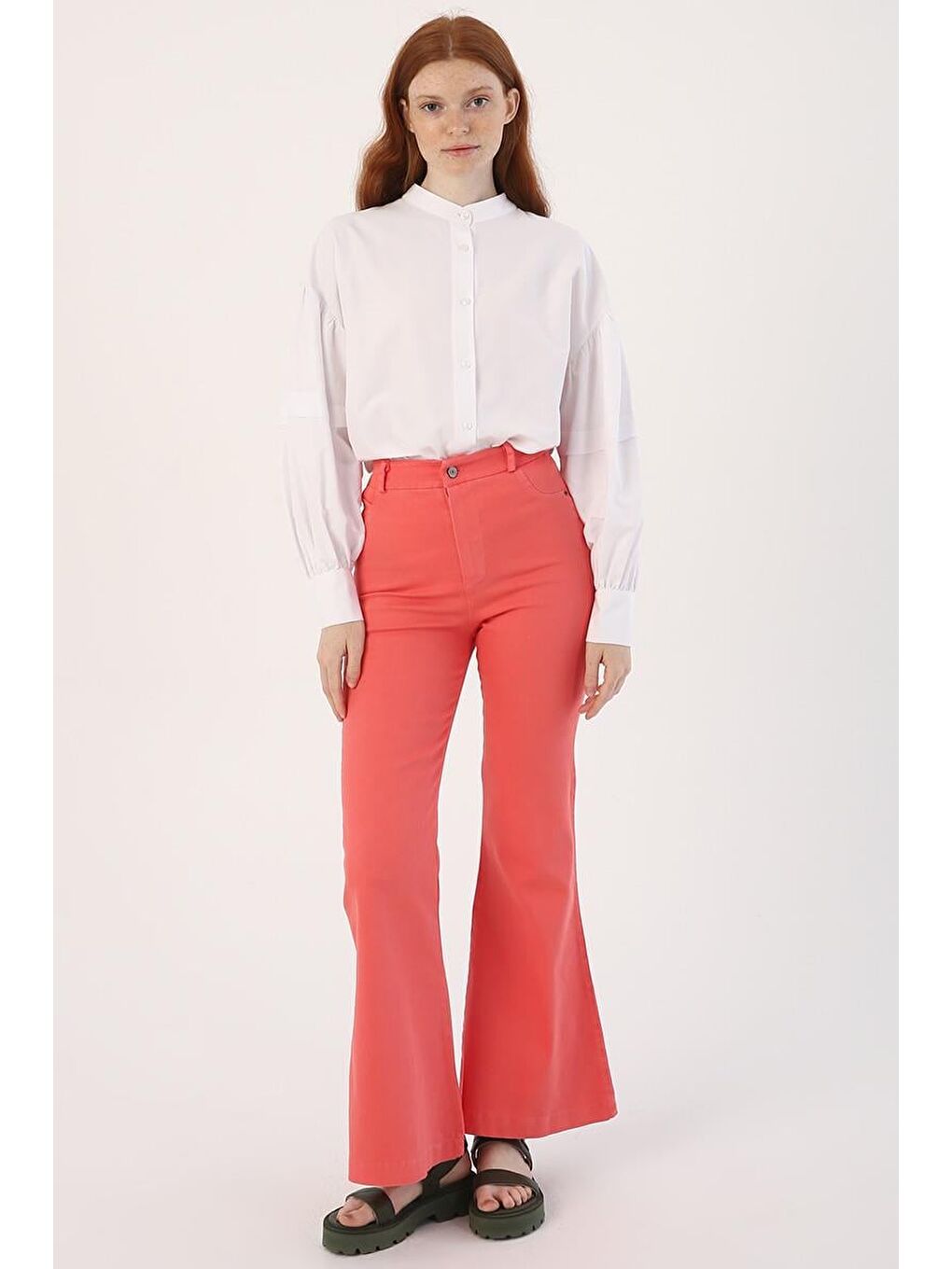 Pembe-İspanyol Paça Pantolon-1