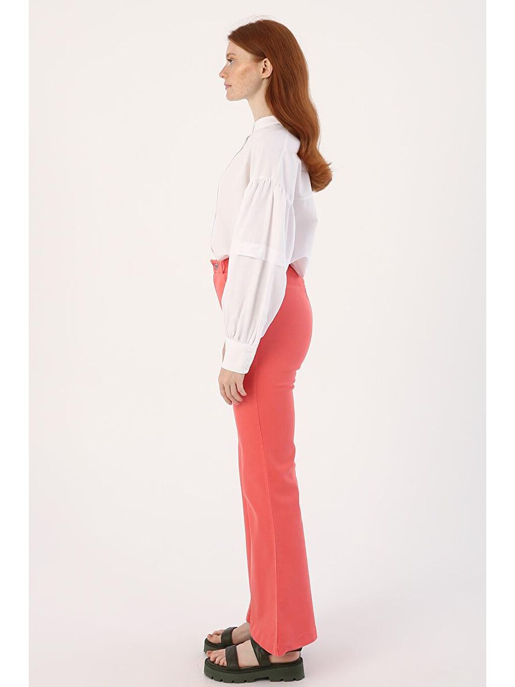 Pembe-İspanyol Paça Pantolon-2