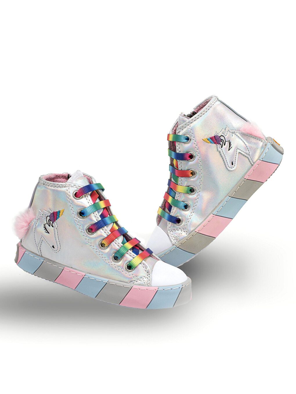 Casabony Gri Hologram Yandan Dikişli Ortopedik Kız Sneakers