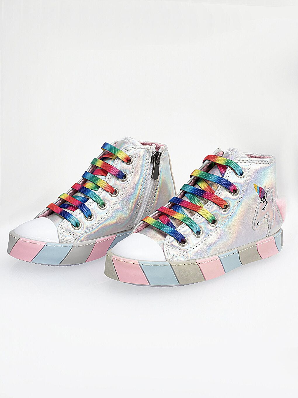 Casabony Gri Hologram Yandan Dikişli Ortopedik Kız Sneakers - 1