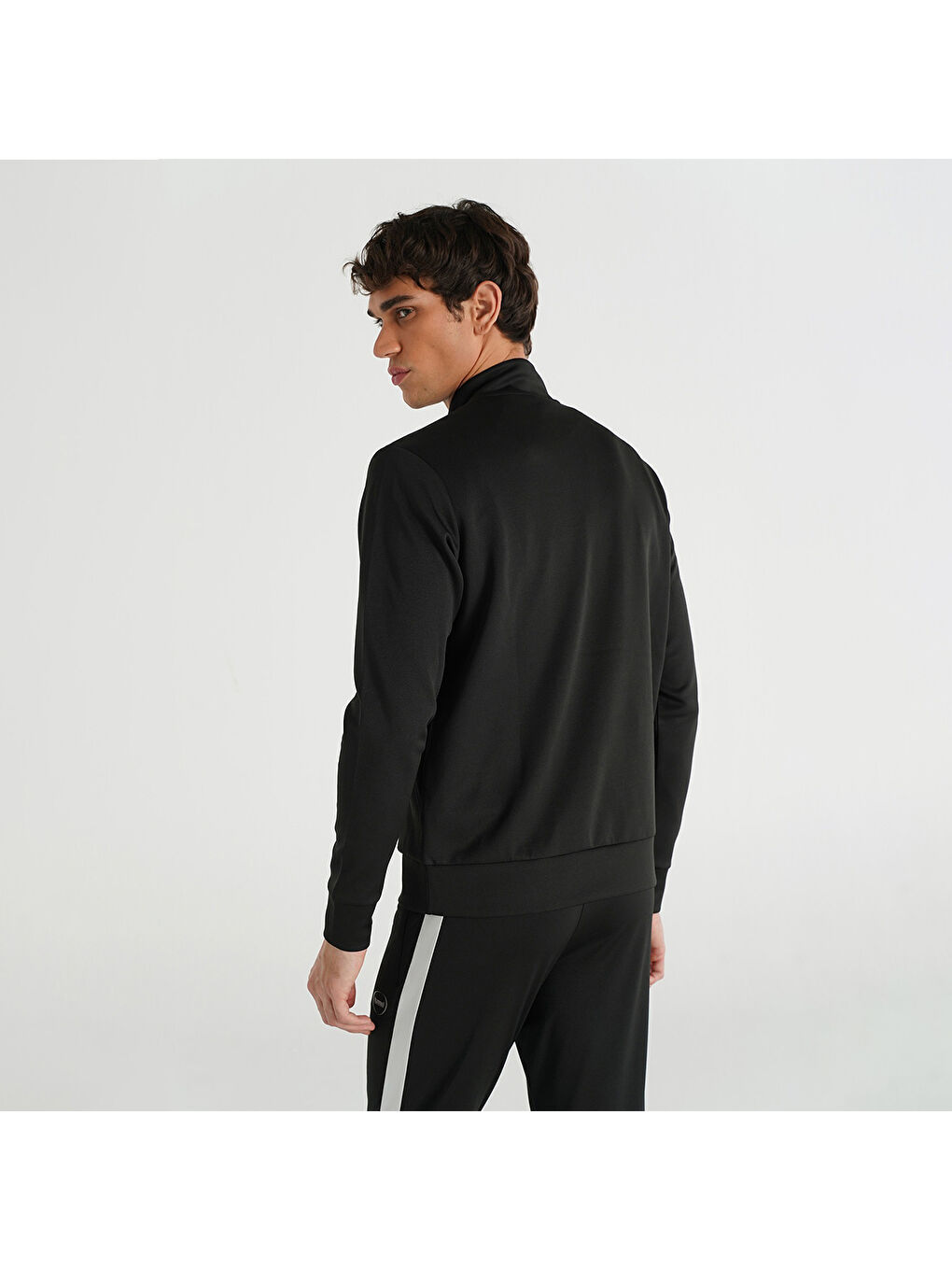 Loton Zip Neck Erkek Siyah Dik Yaka Sweatshirt-1