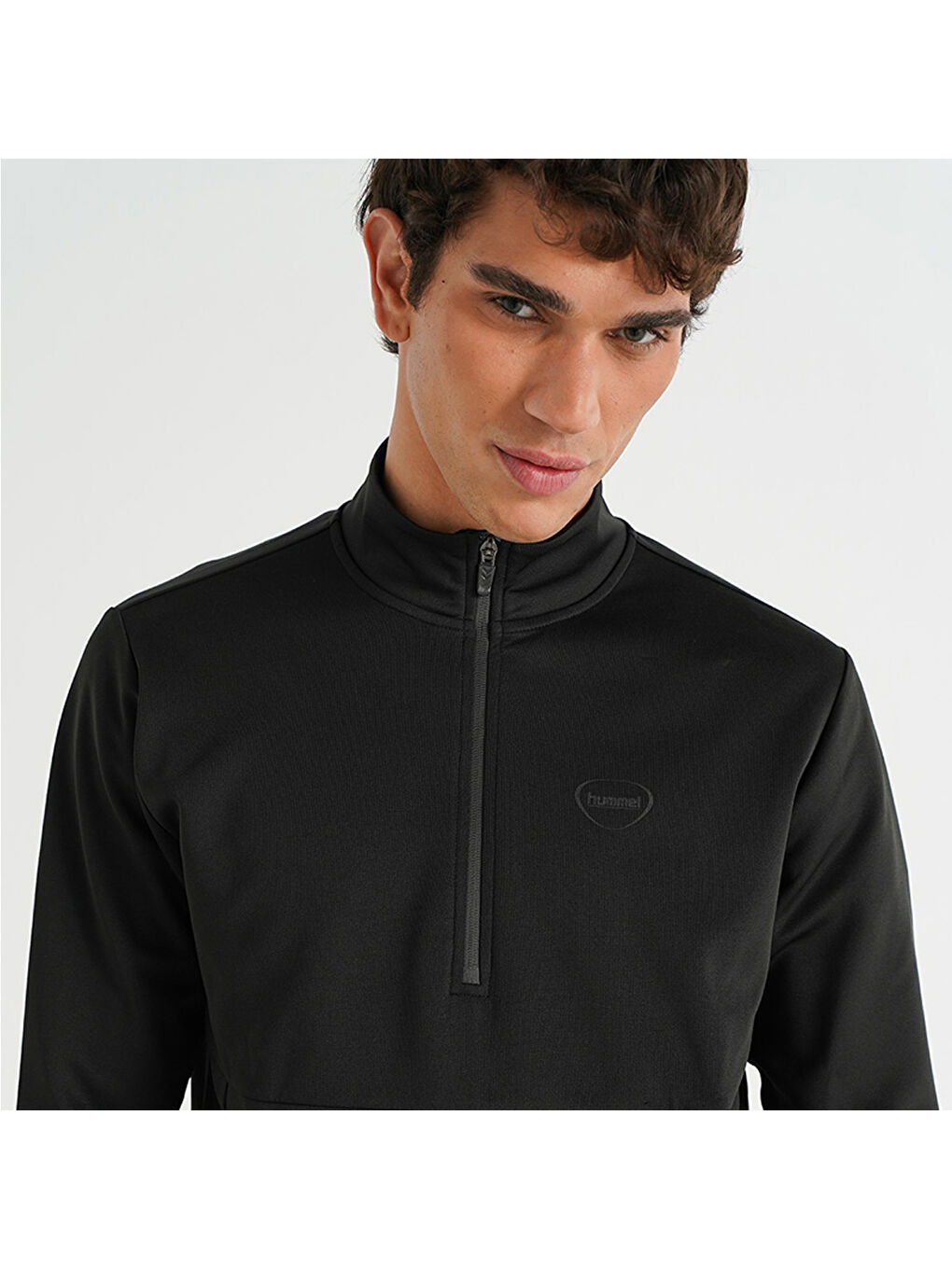 Loton Zip Neck Erkek Siyah Dik Yaka Sweatshirt-2