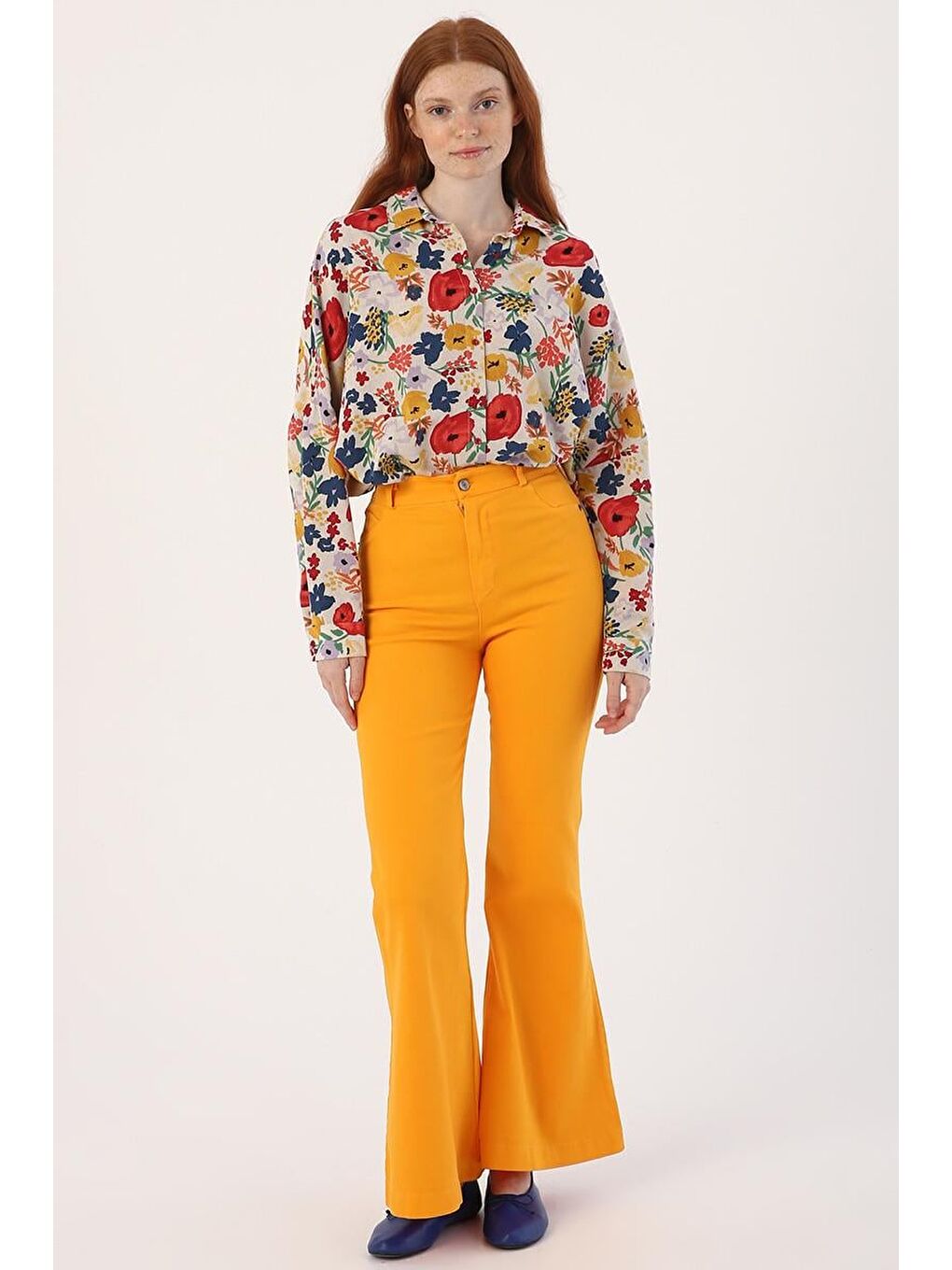 Sarı-İspanyol Paça Pantolon-1