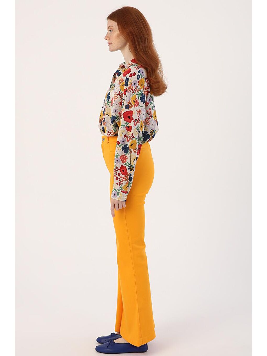 Sarı-İspanyol Paça Pantolon-2