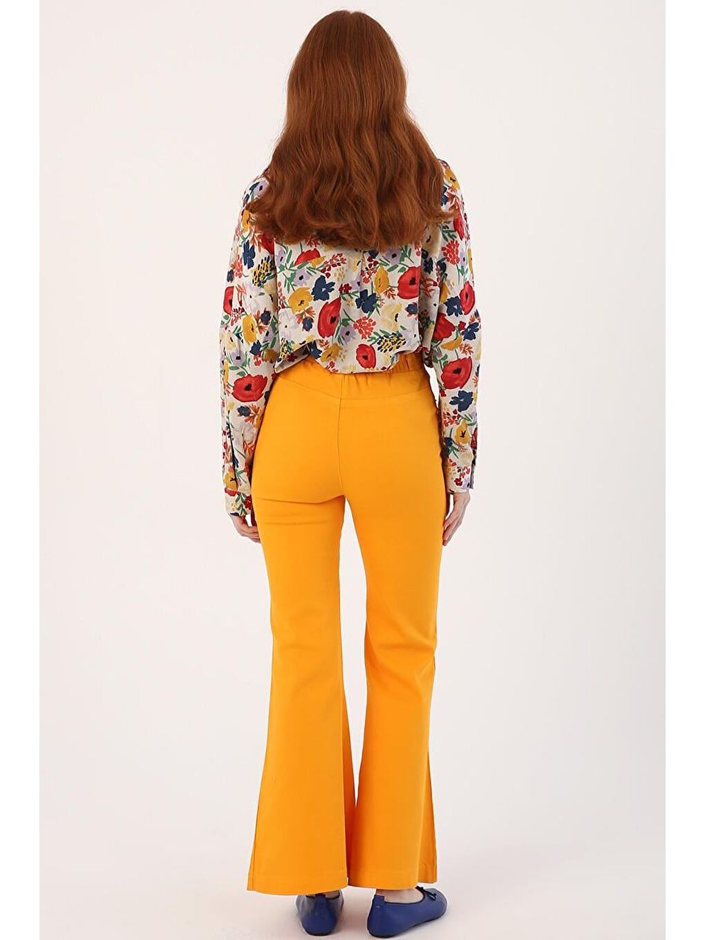 Sarı-İspanyol Paça Pantolon-3
