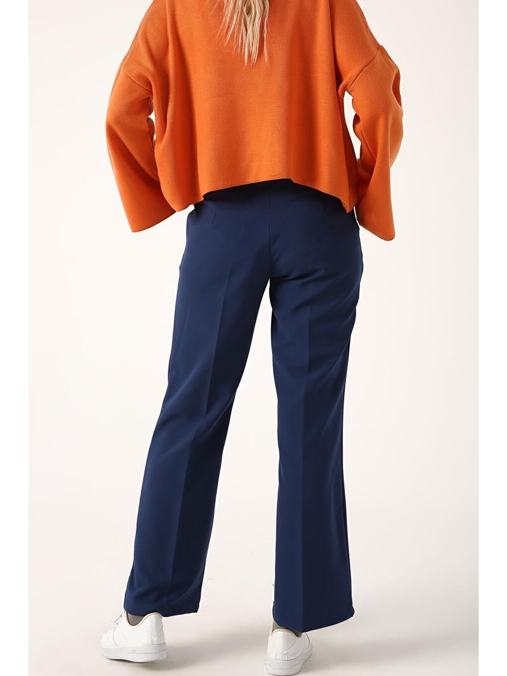 İndigo-Cepli Bol Paça Pantolon-3