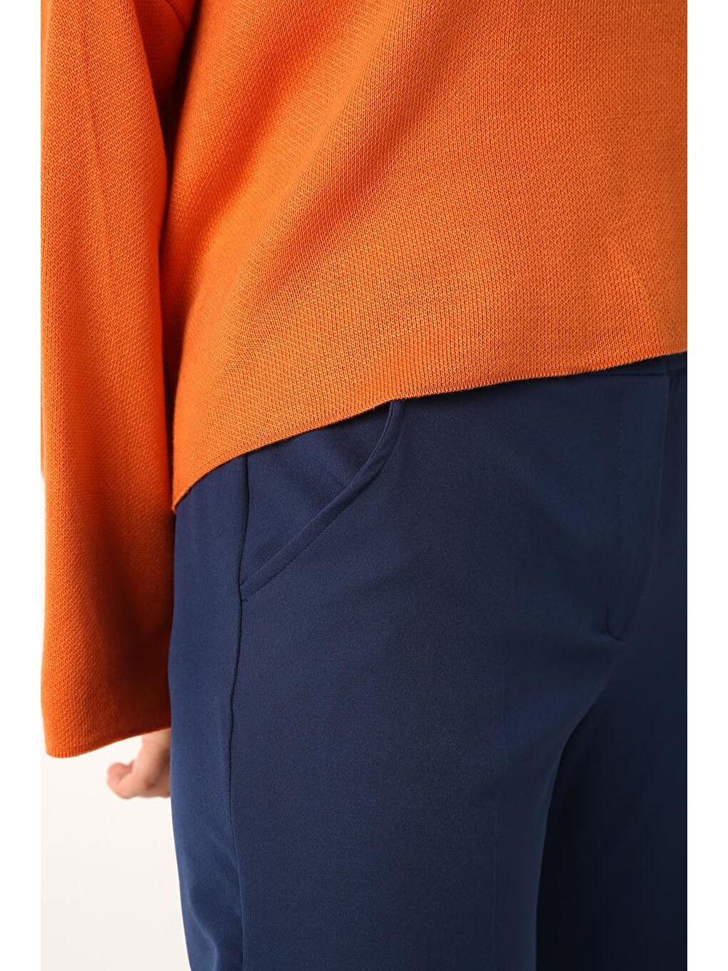 İndigo-Cepli Bol Paça Pantolon-4