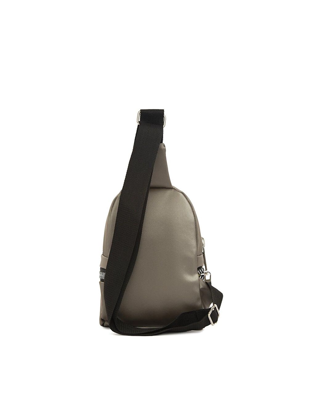 Antrasit Kalın Fermuarlı Çapraz Saten Çanta-3