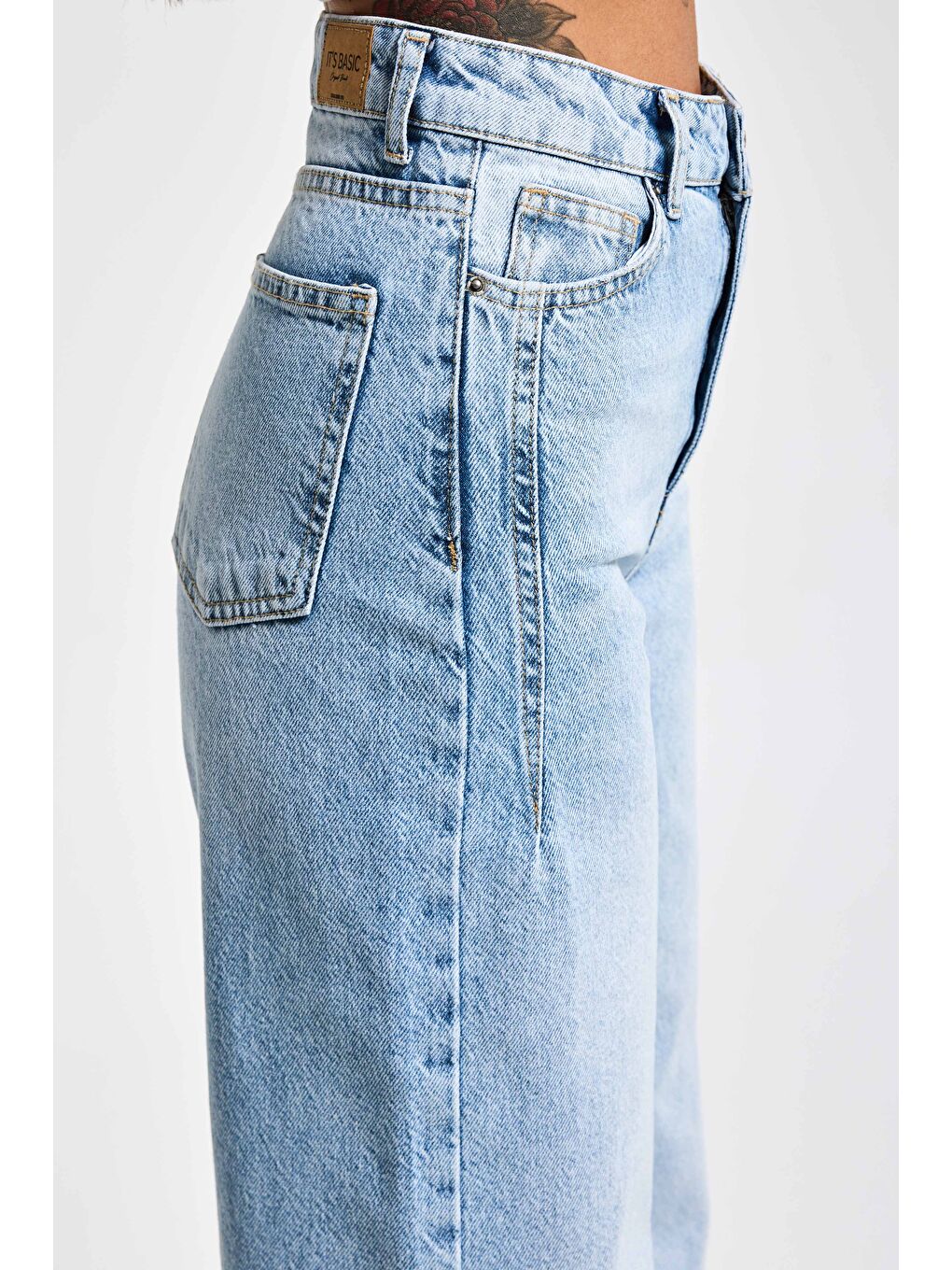 Mavi Kadın Jean Rengi Olea 4S5-3 %100 Pamuk Straight Wide Leg Fit Denim Jean-3