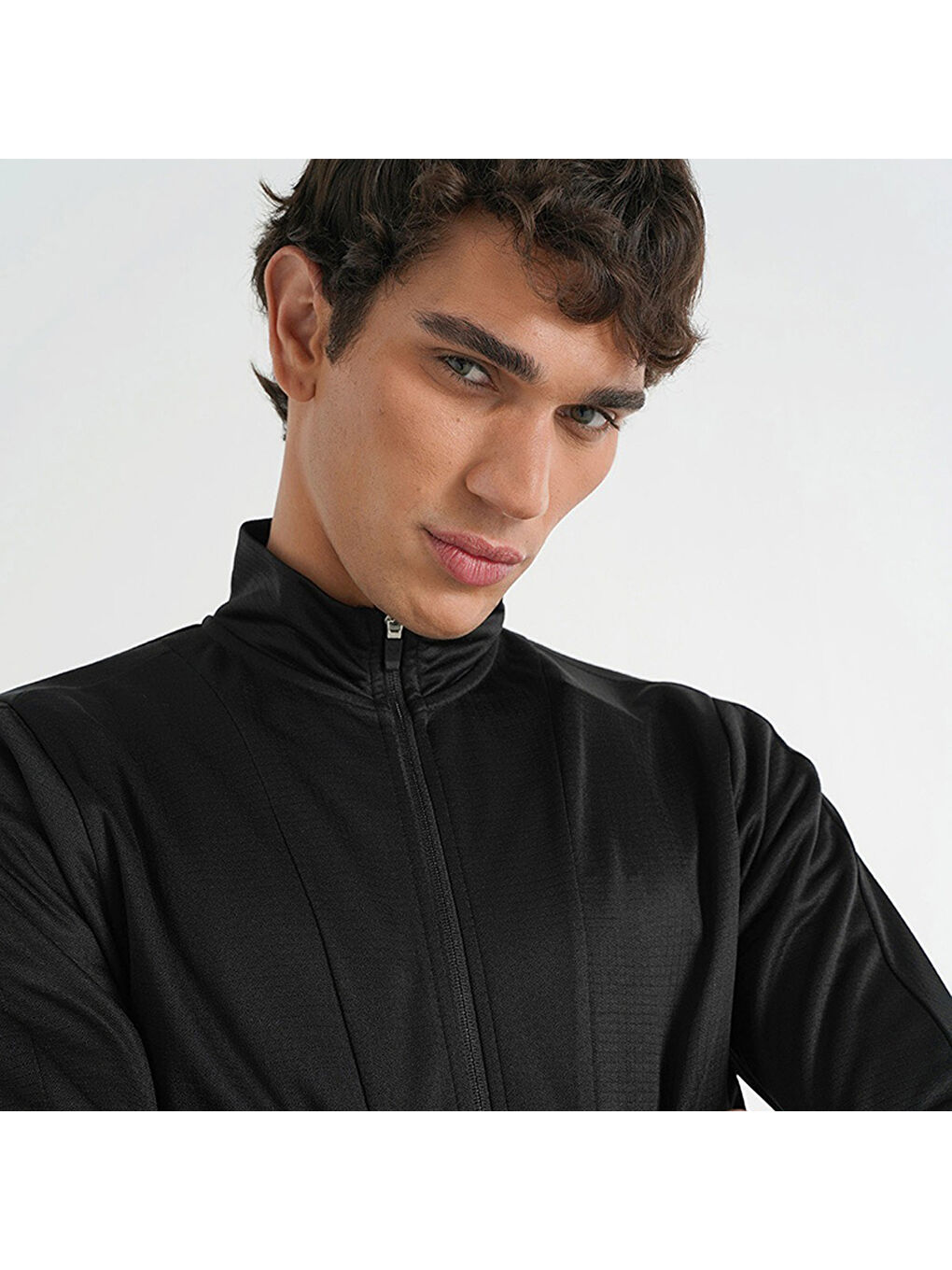 Tinsel Erkek Siyah Dik Yaka Fermuarlı Sweatshirt-2