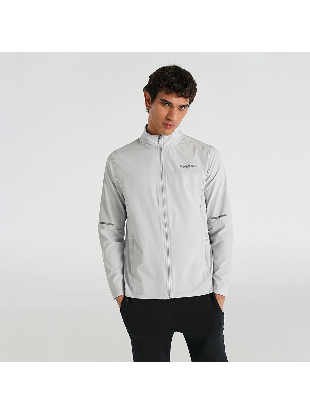 James Erkek Beyaz Dik Yaka Fermuarlı Sweatshirt