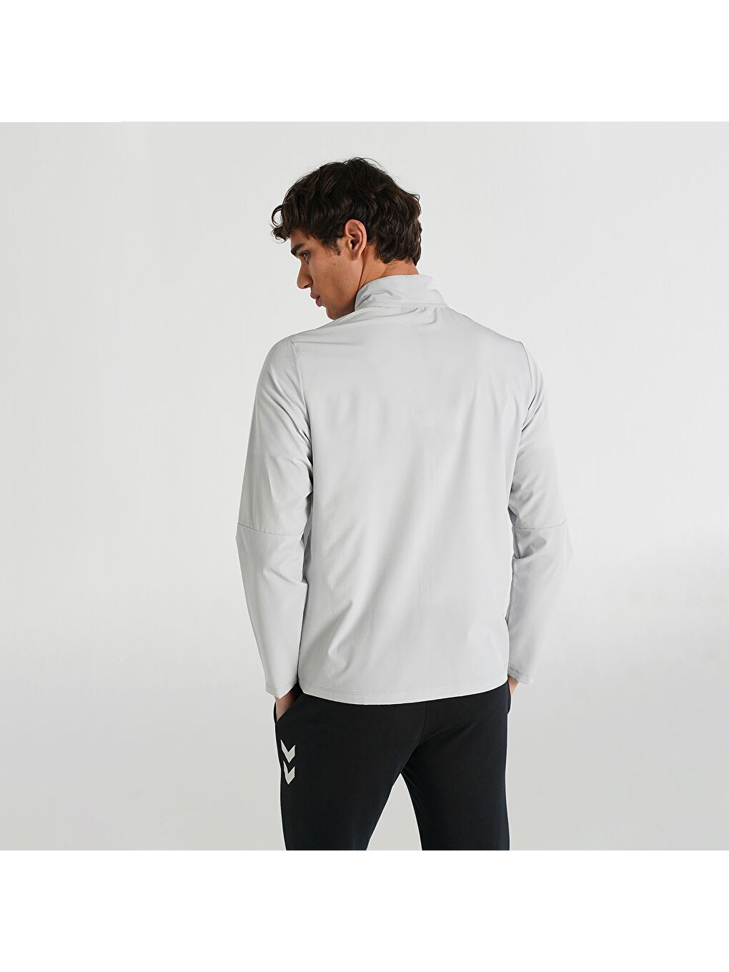 James Erkek Beyaz Dik Yaka Fermuarlı Sweatshirt-1