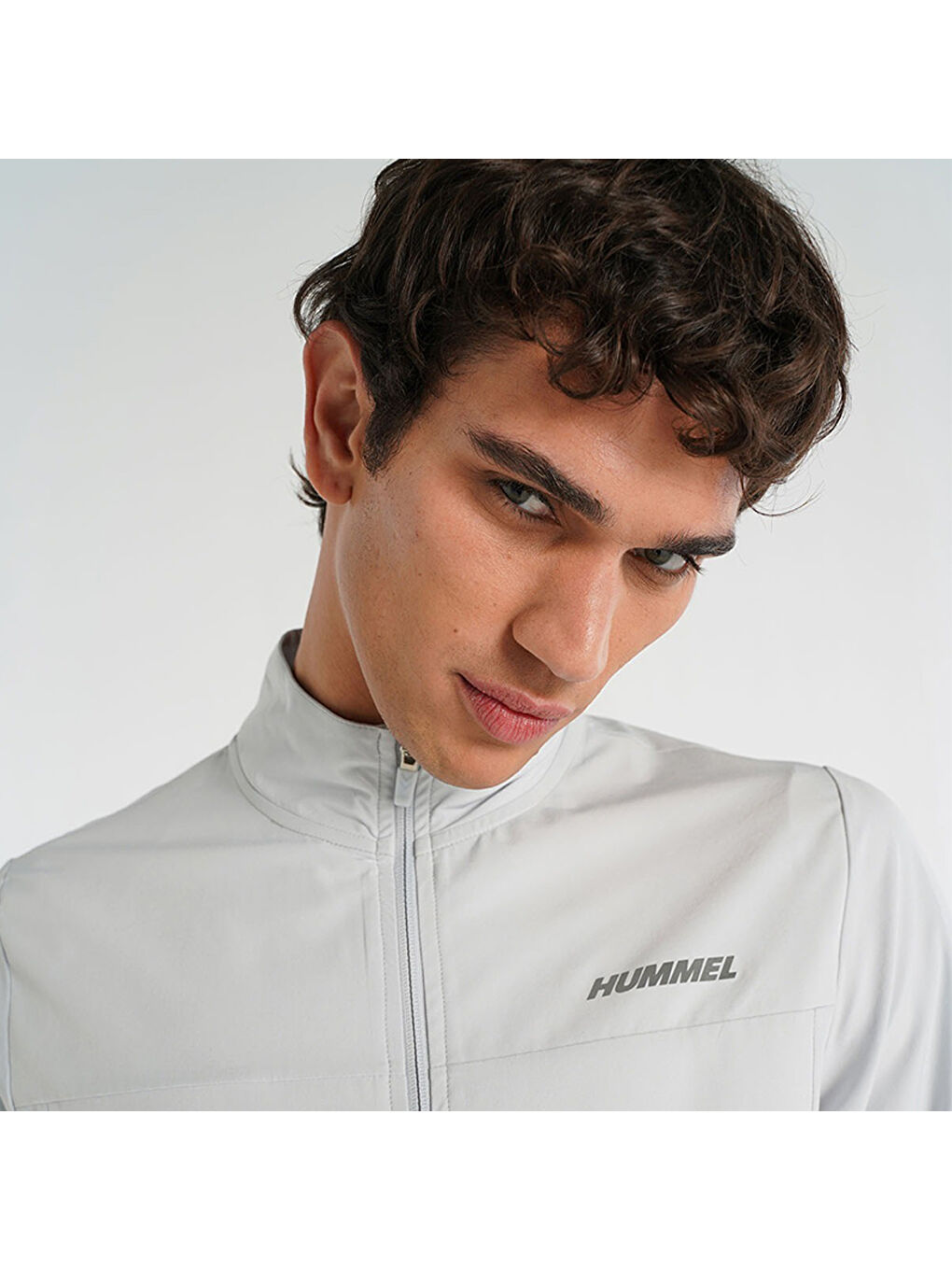 James Erkek Beyaz Dik Yaka Fermuarlı Sweatshirt-2