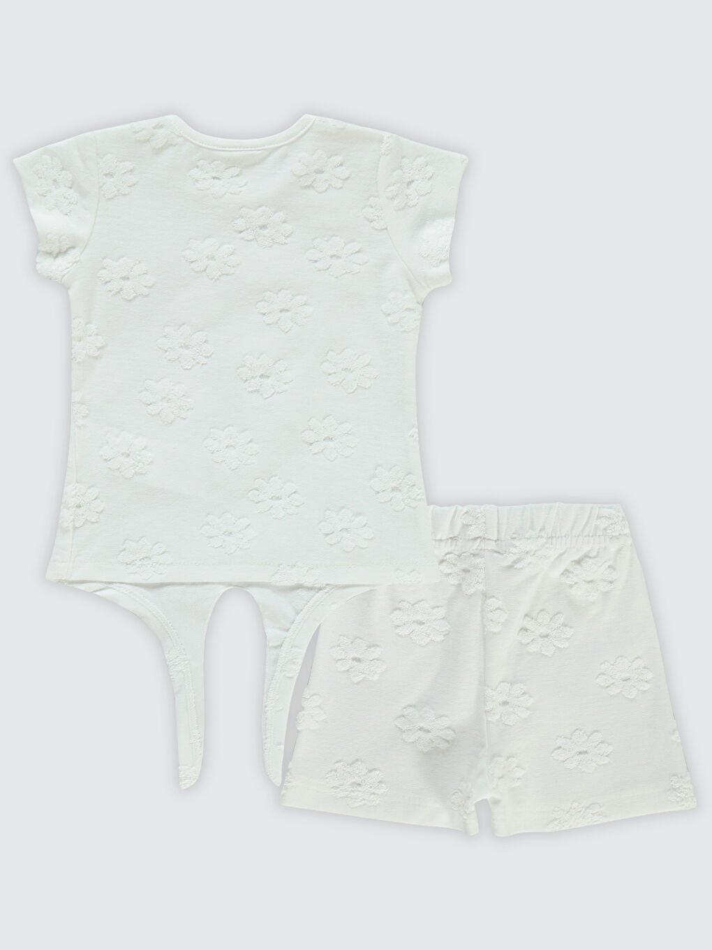 Kız Bebek Şortlu Takım 6-18 Ay Ekru-1