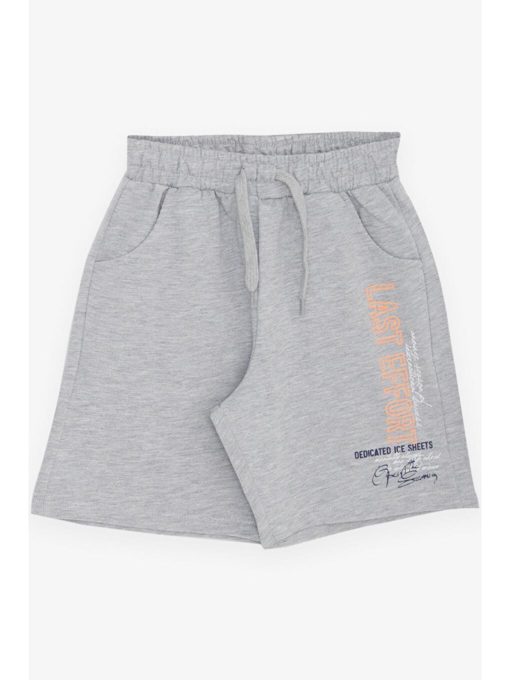 Erkek Çocuk Şortlu Takım Yazı Baskılı Cepli Bağcık Aksesuarlı Lacivert (8-14 Yaş)-3