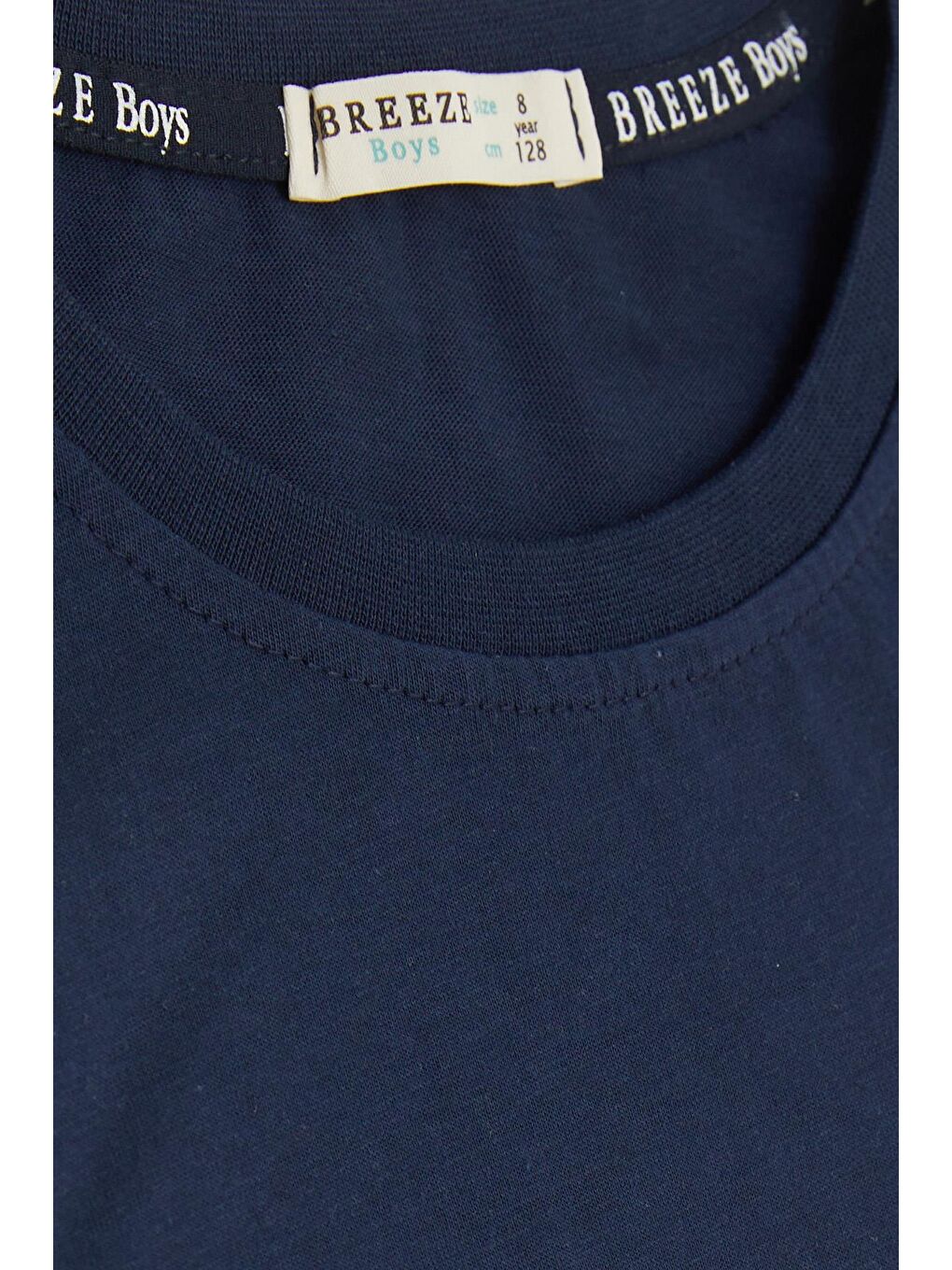 Erkek Çocuk Şortlu Takım Yazı Baskılı Cepli Bağcık Aksesuarlı Lacivert (8-14 Yaş)-4