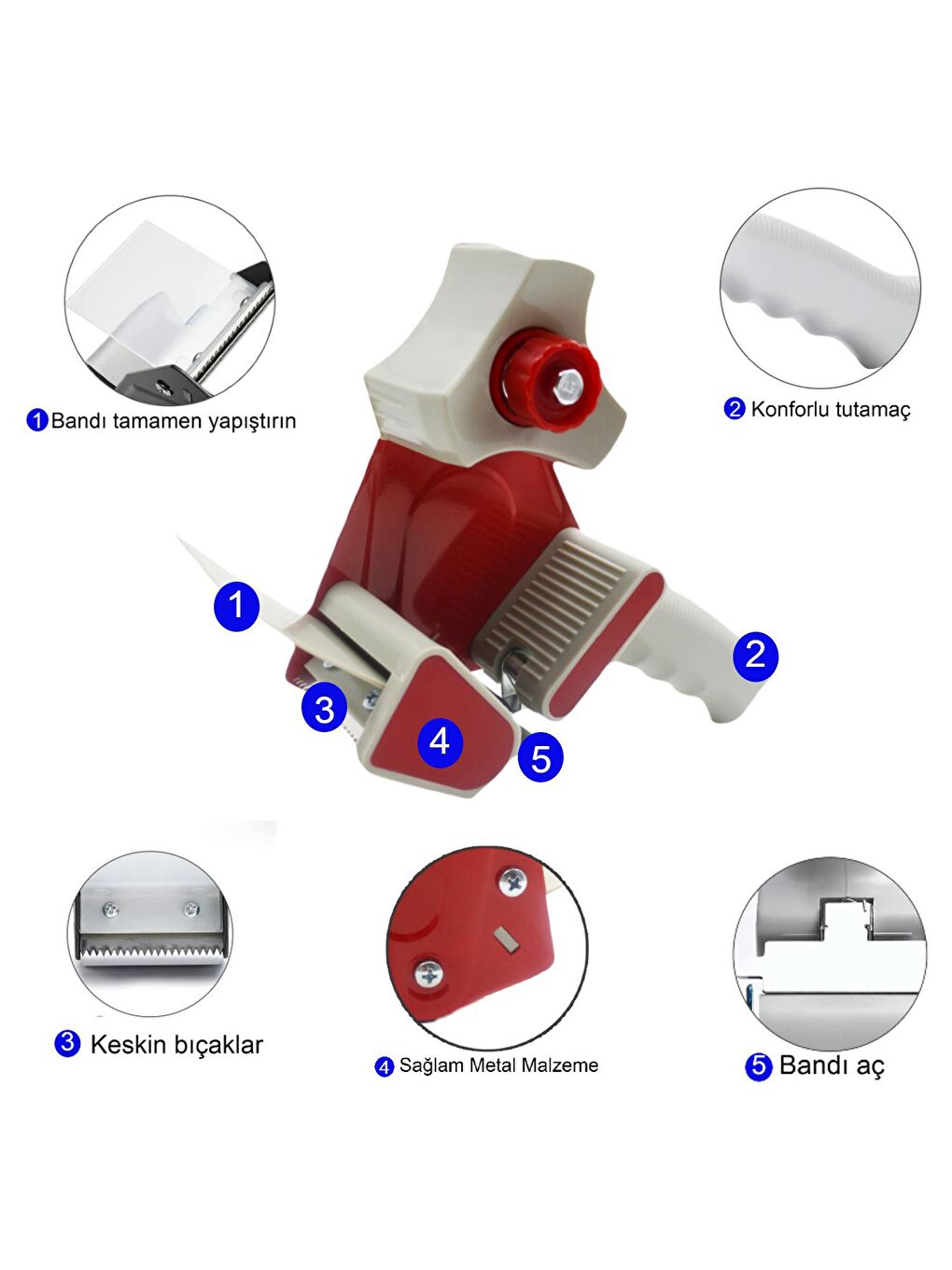 Eagle Kırmızı Ergonomik Koli Bantlama (Bant Kesme) Makinesi TY5000B-1 - 1