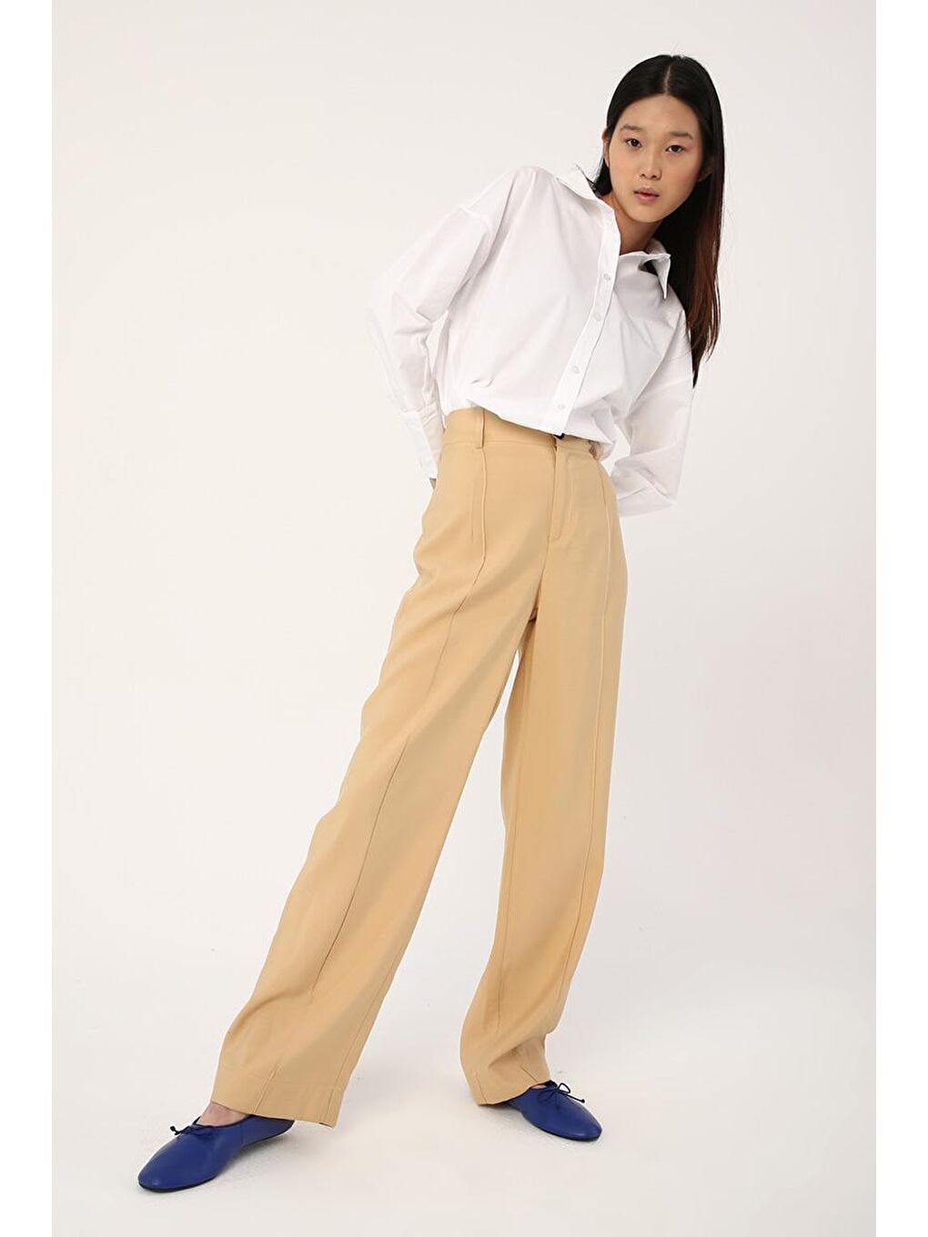 Sarı-Çimalı Rahat Kalıp Pantolon-2