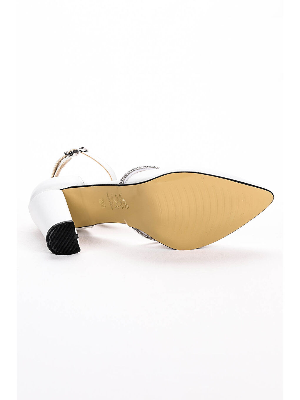 Beyaz Cilt Taşlı 9 Cm Topuklu Kadın Ayakkabı 600-013-5