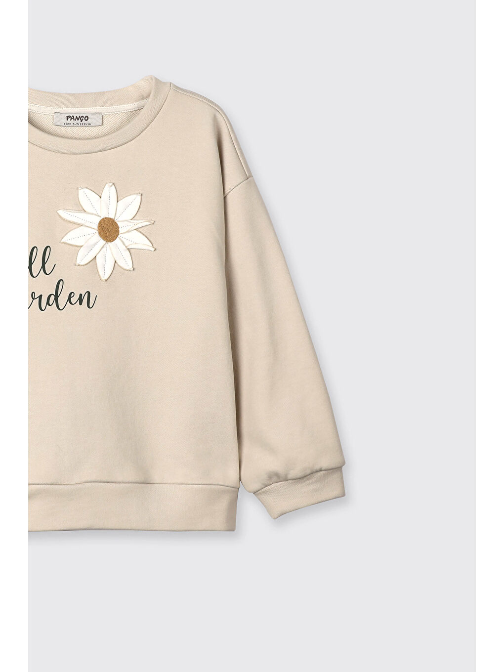 Bej Kız Çocuk Çiçek Motifli Sweatshirt-3